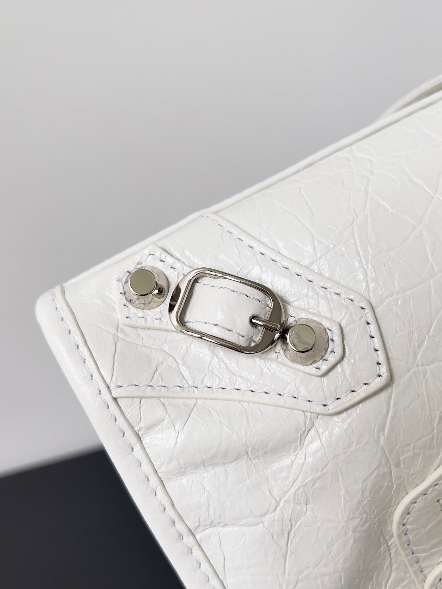 Balenciaga Le City Optic White Studded Leather Bag