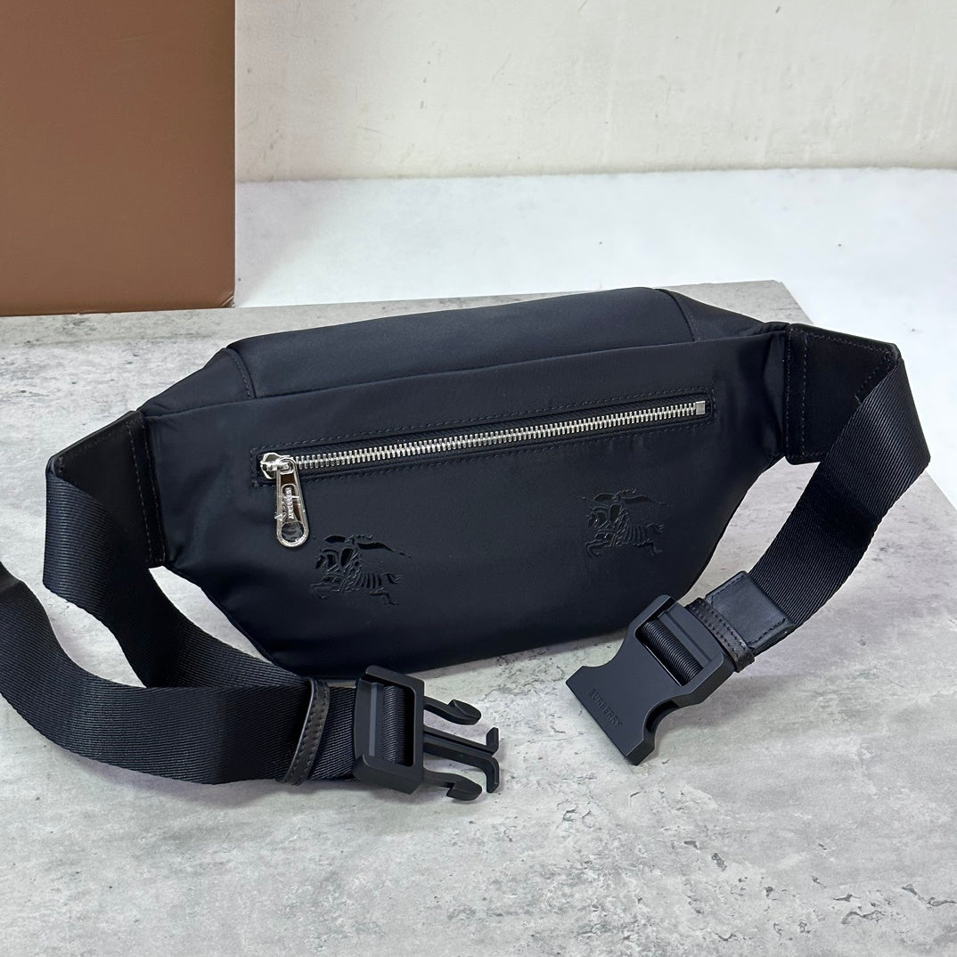 Burberry Jett Black Backpack with Equestrian Knight Design & Silver-Tone Hardware
