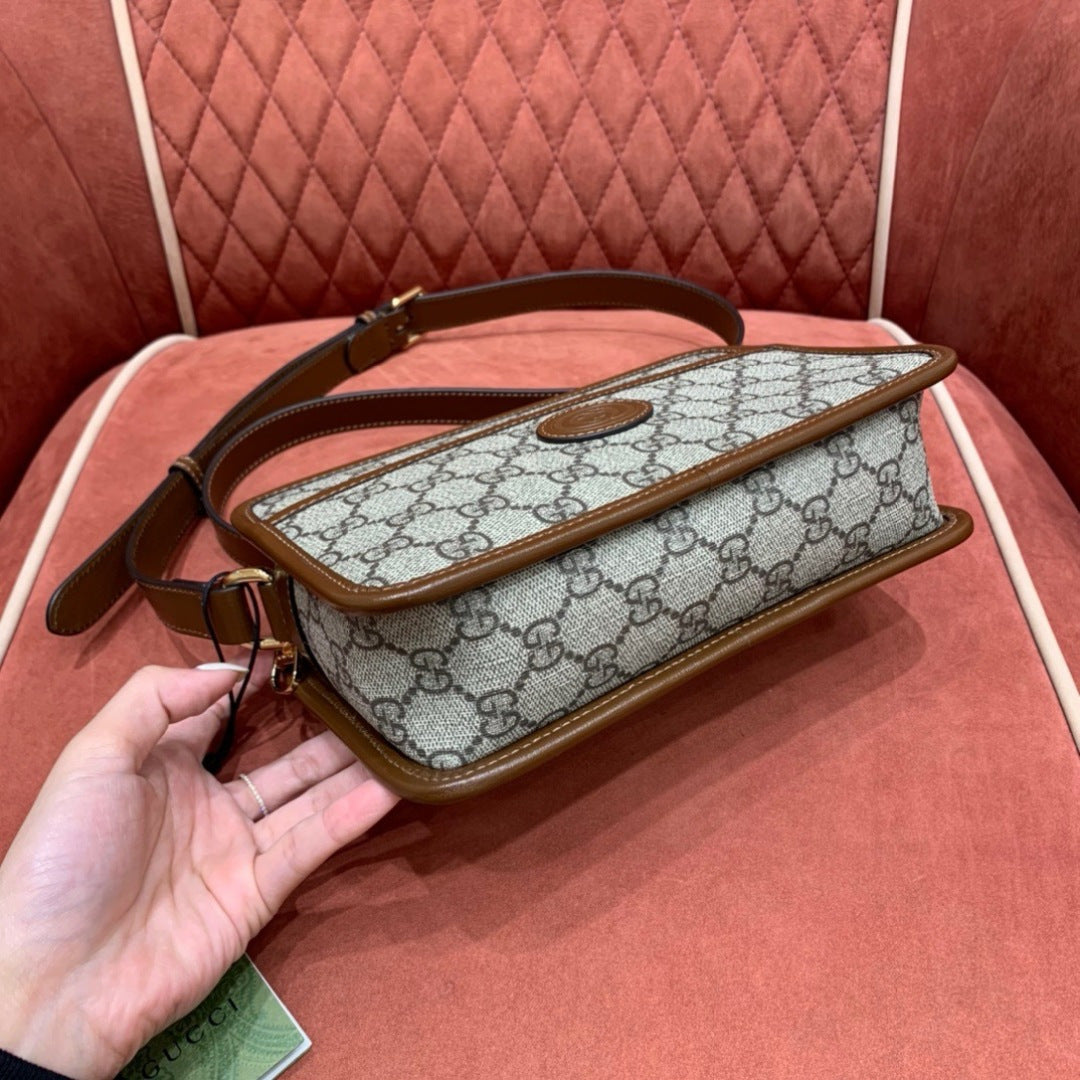 Gucci Interlocking G Mini Bag in GG Supreme Canvas with Leather Trim