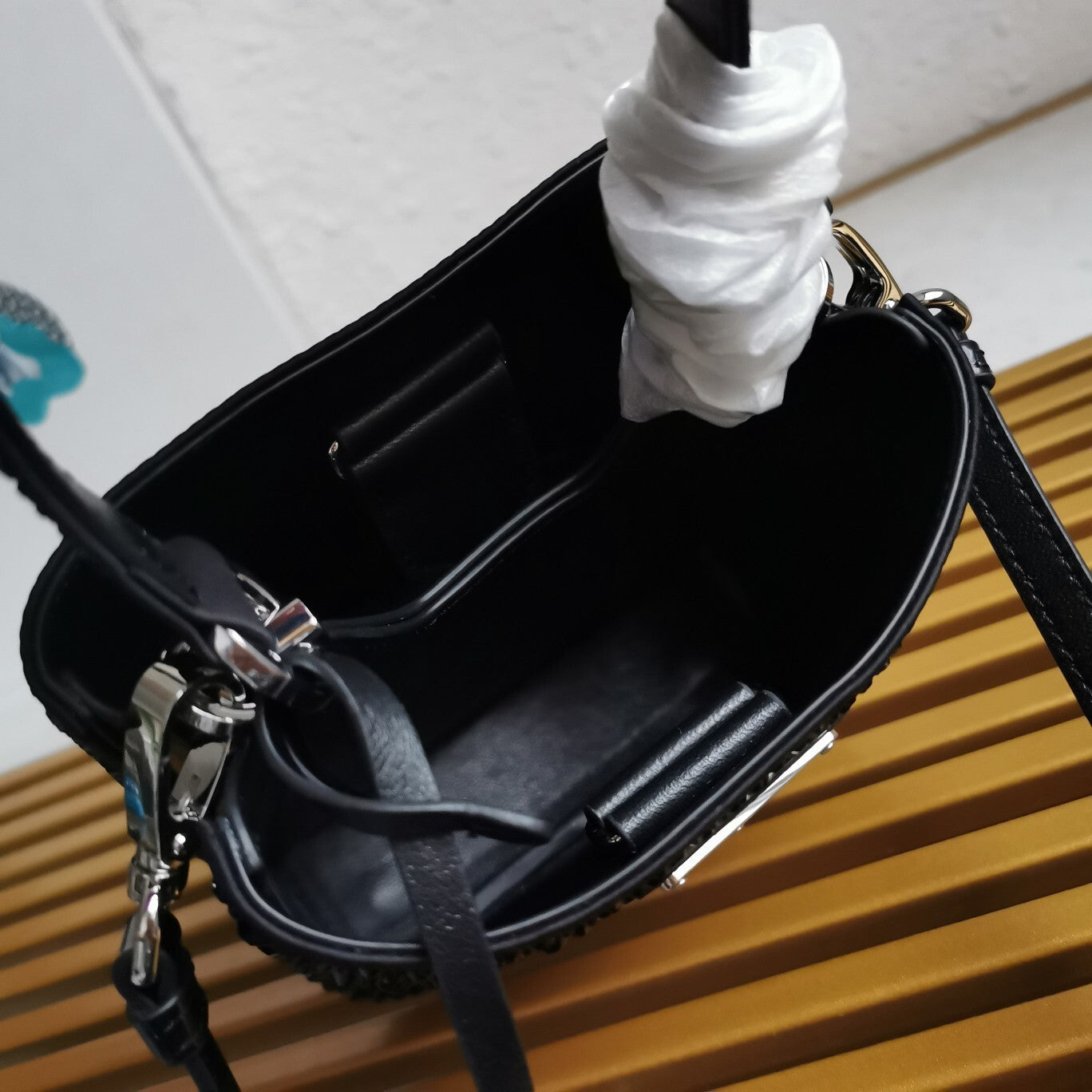 Prada Satin Crystal Small Panier Bucket Bag – Crystal Embellished