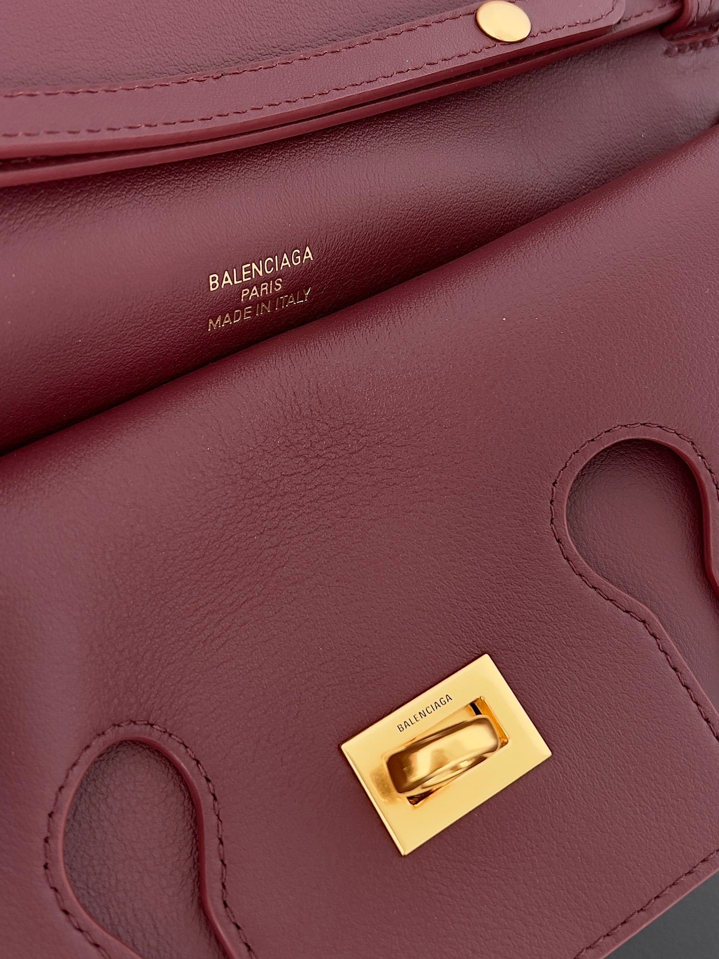 Balenciaga Bel Air Leather Clutch with Gold Hardware