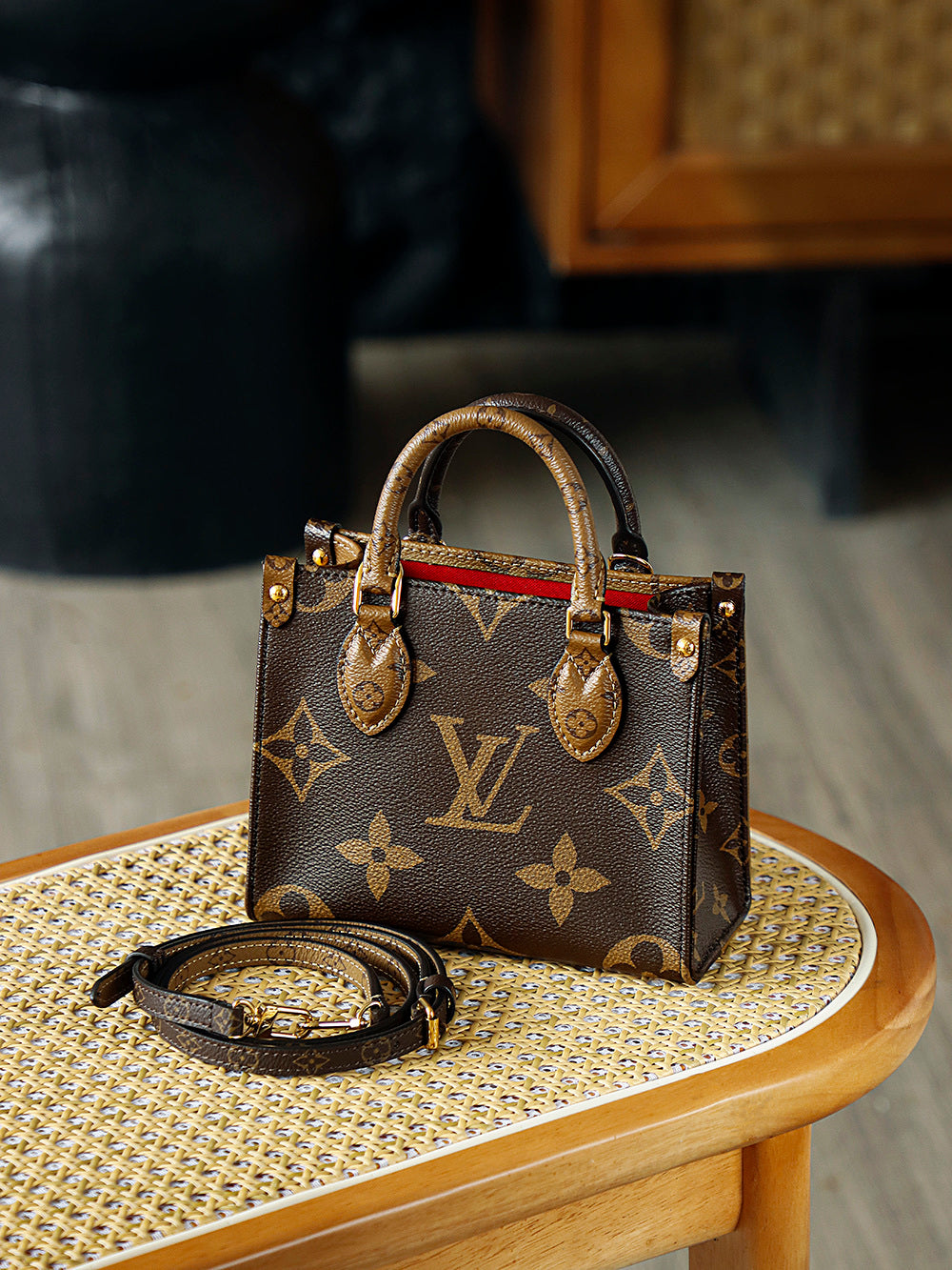 Louis Vuitton OnTheGo BB Bag in Monogram & Monogram Reverse Canvas
