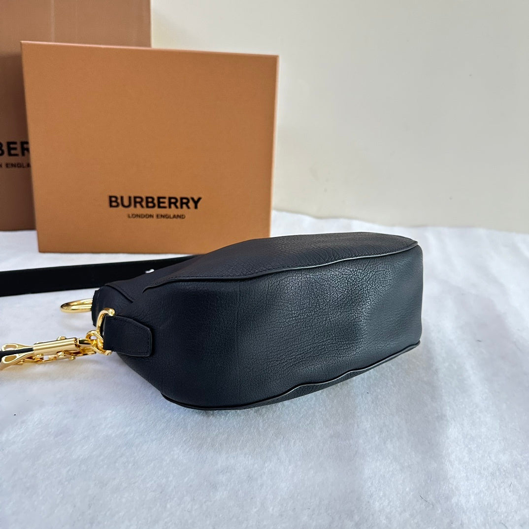 Burberry Knight Black Calf Leather Bag with Gold-Tone Hardware
