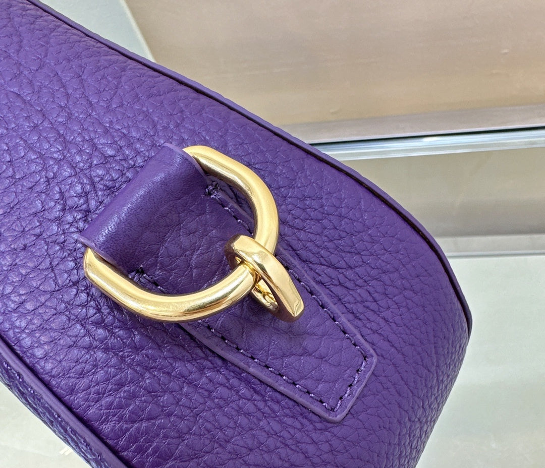 Burberry Knight Small Purple Grainy Calfskin Leather Shoulder Bag