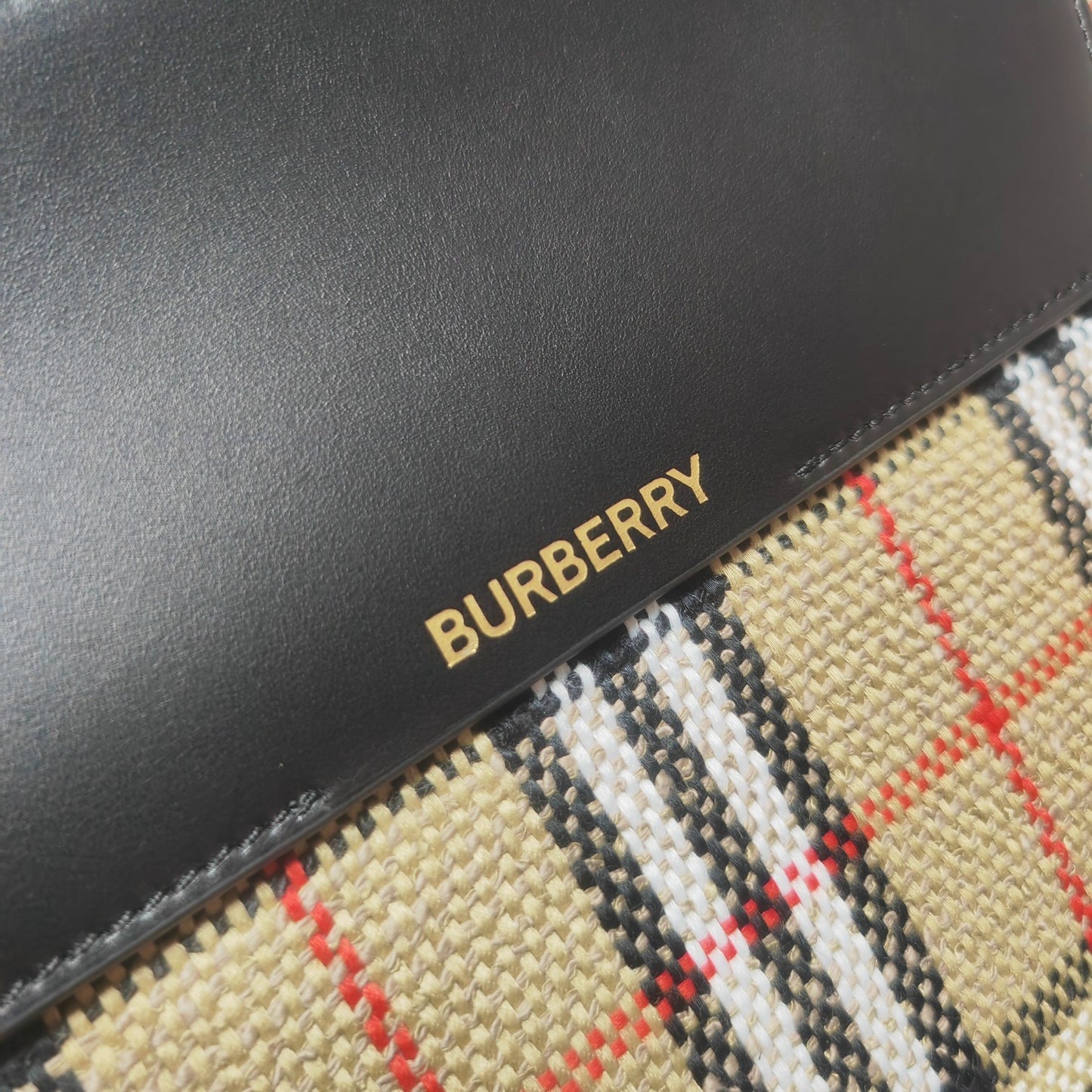 Burberry Women's Medium Catherine Check Leather Top Handle Bag
