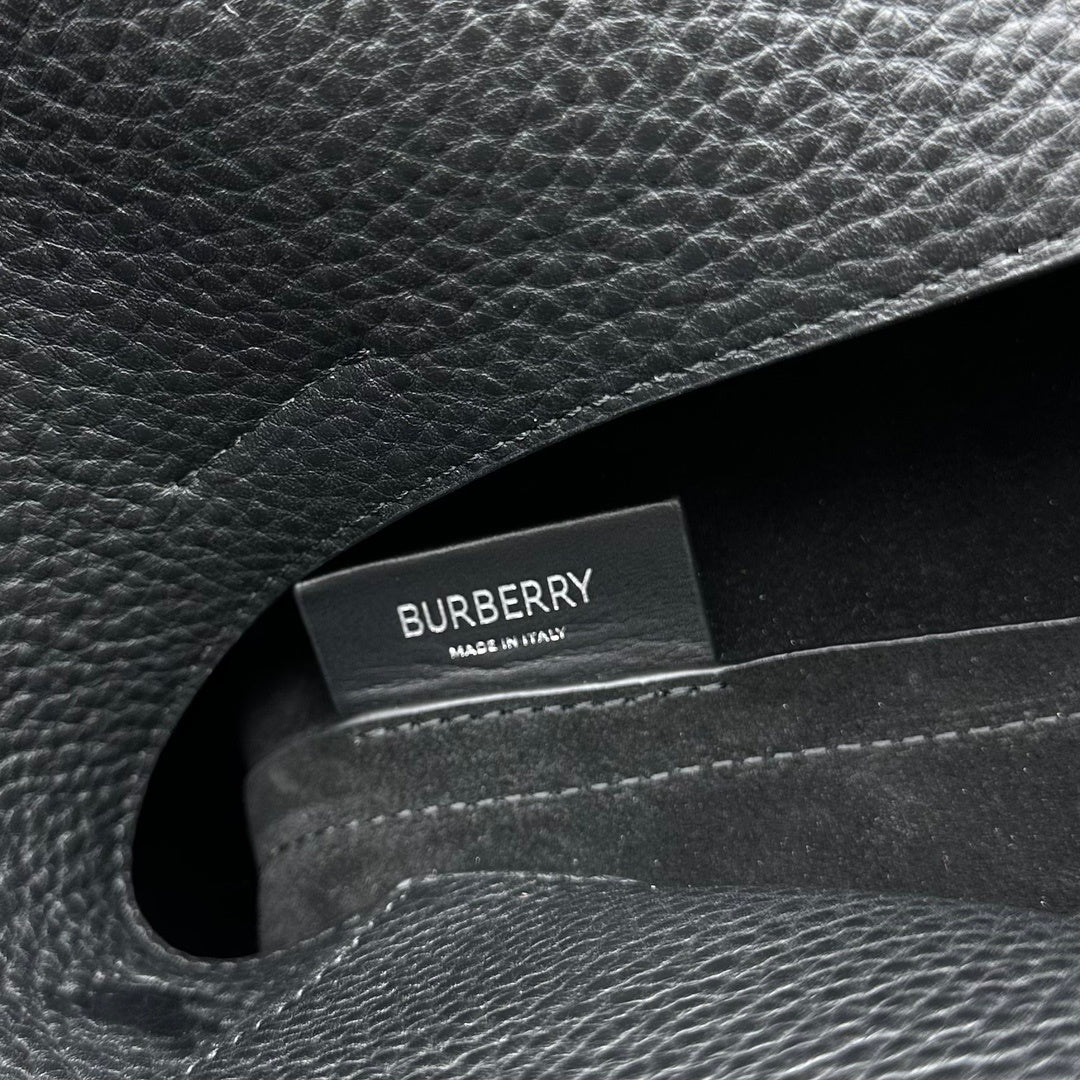 Burberry Women's Chess Black Grained Leather Shoulder Bag