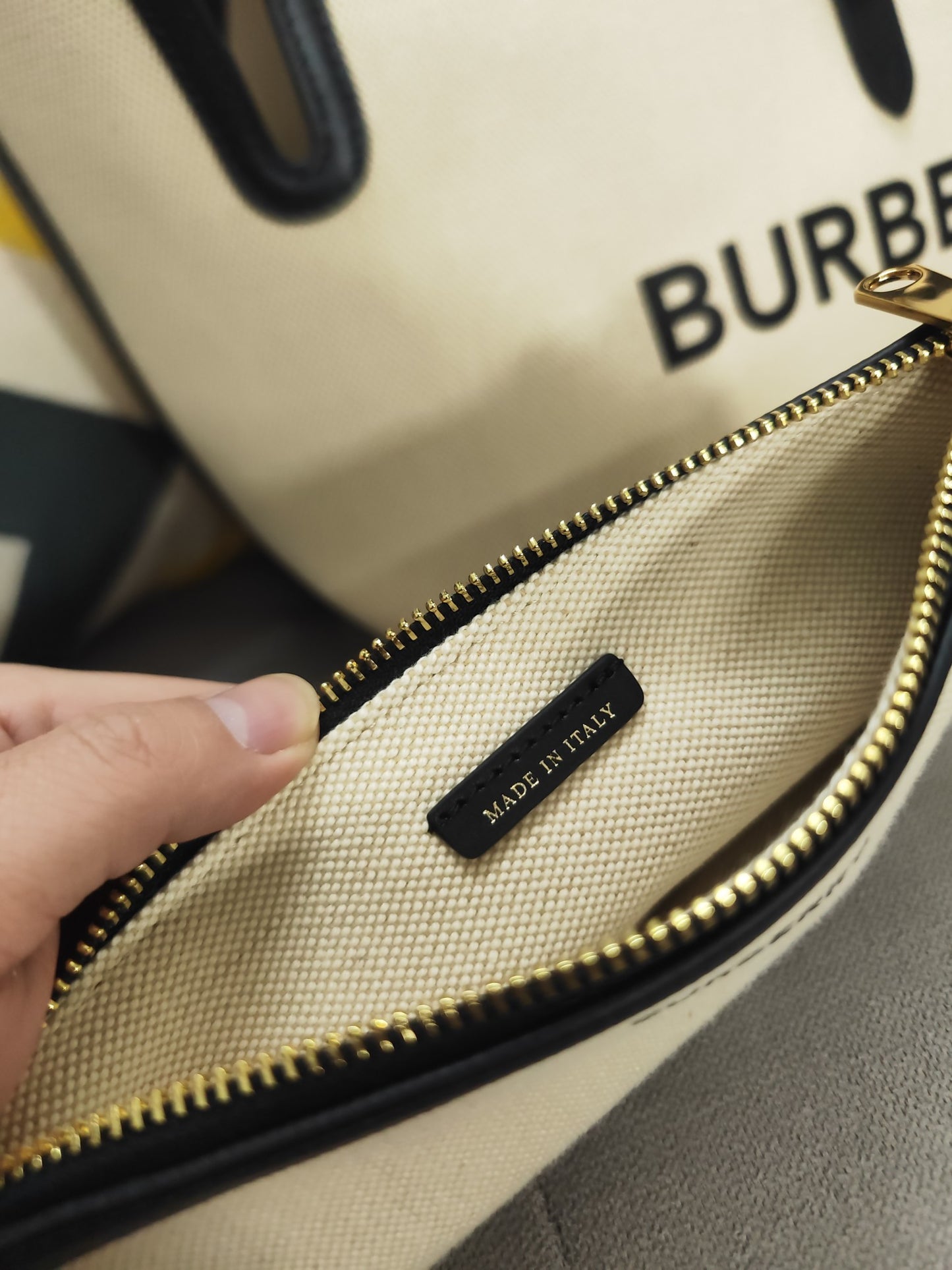 Burberry Medium Soft Canvas & Leather Belt Tote with Horseferry Logo