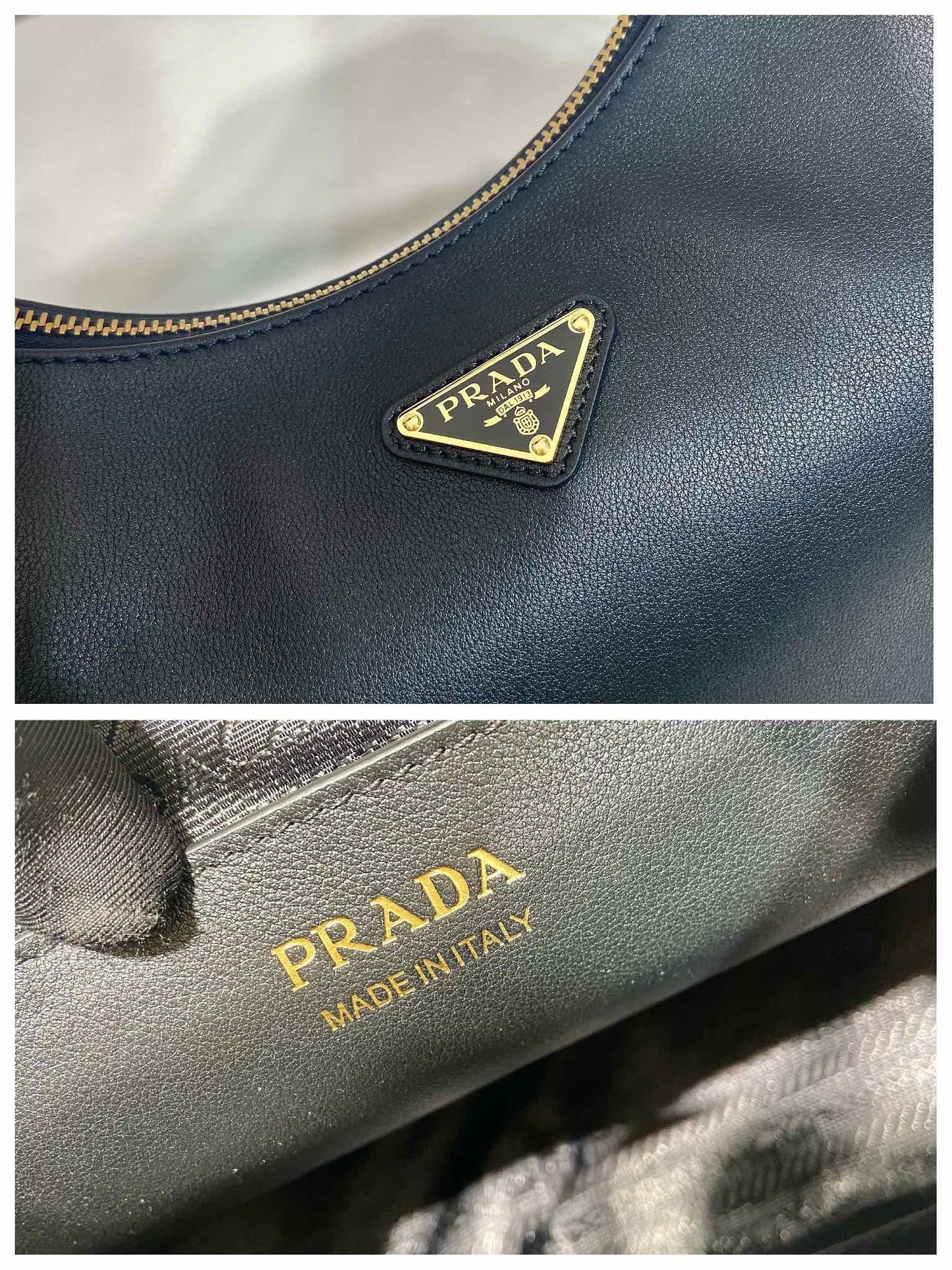 Prada Arqué Leather Shoulder Bag – Black