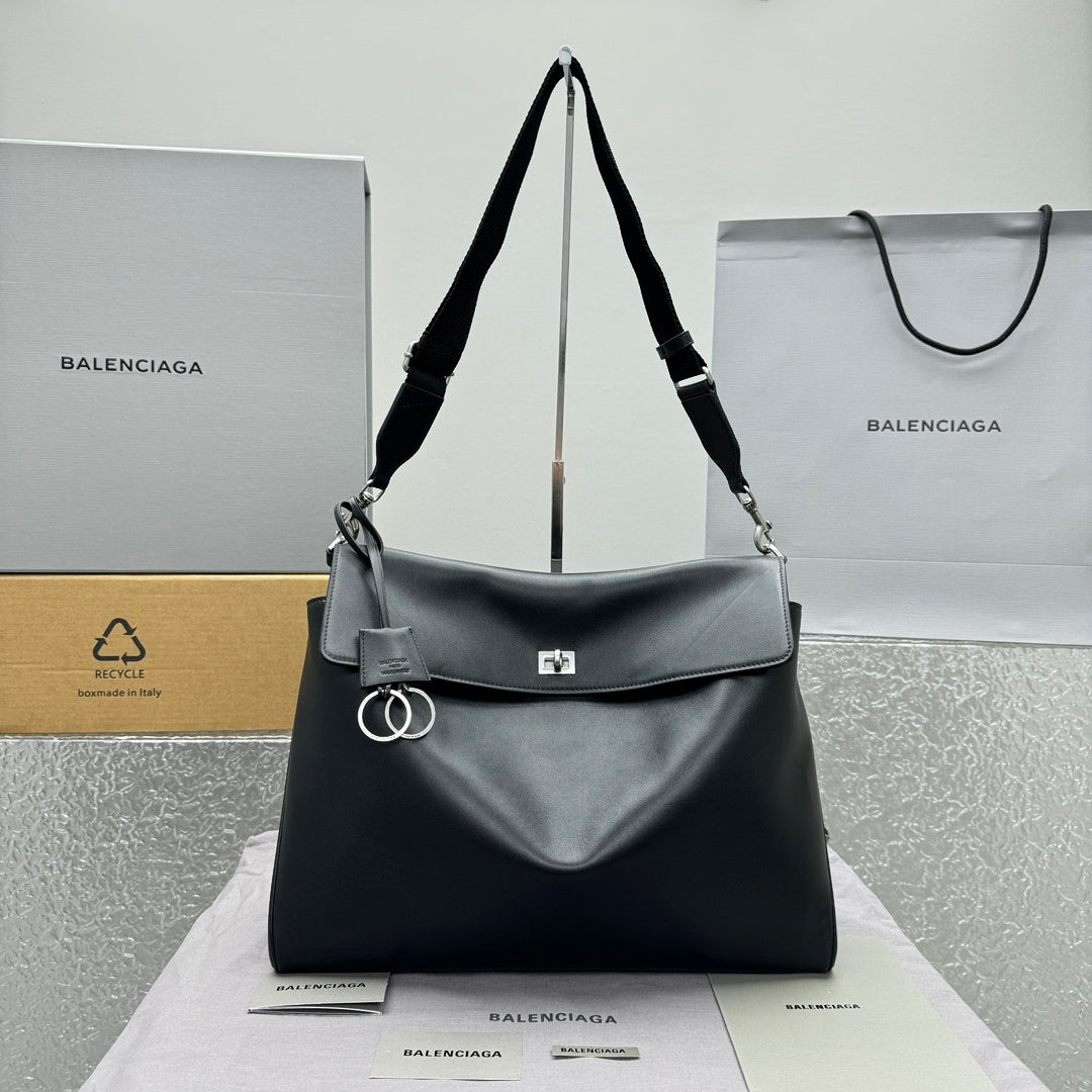 Balenciaga Rodeo Messenger Bag | Black Smooth Calfskin Luxury Shoulder Bag