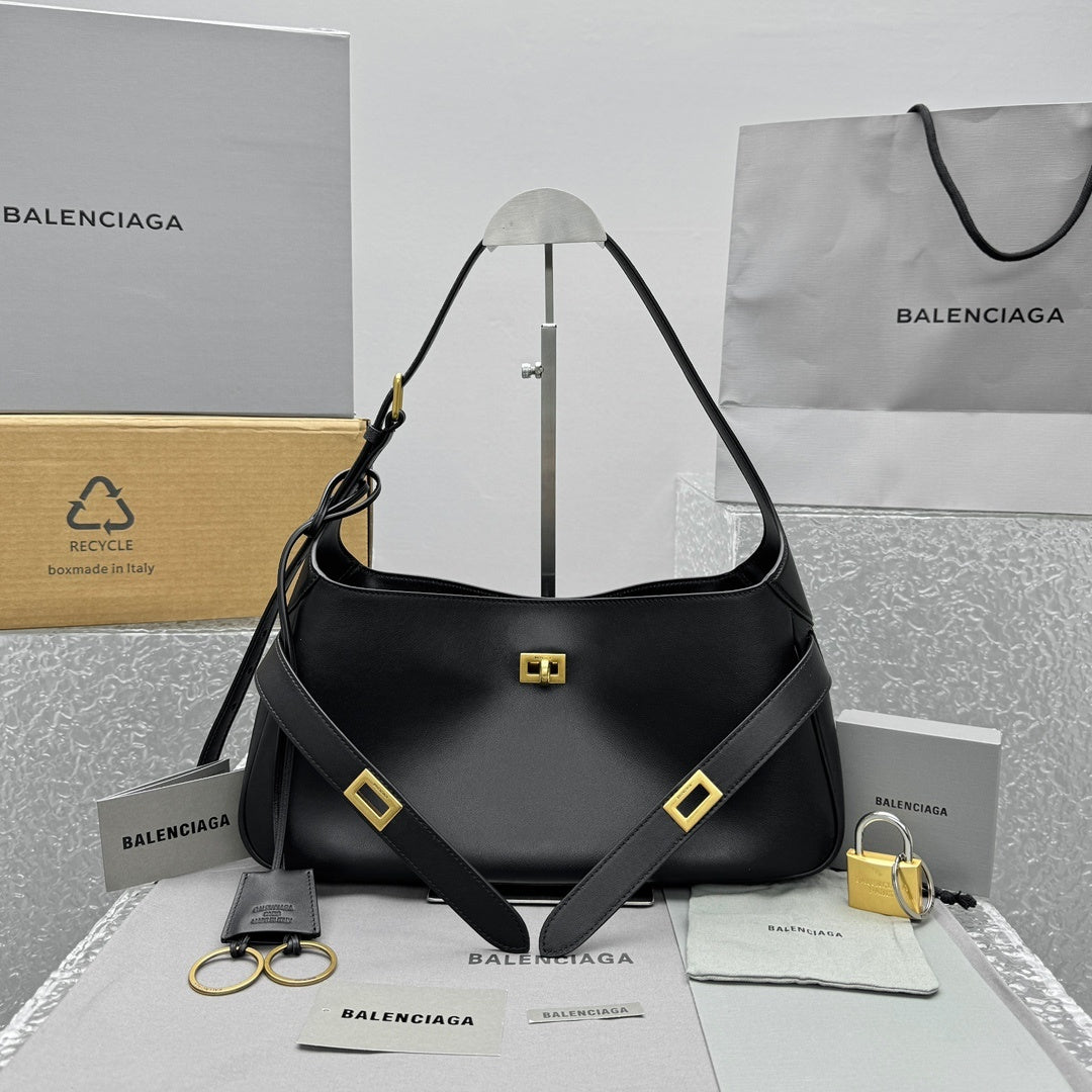 Balenciaga Small Bel Air Black Calfskin Leather Shoulder Bag