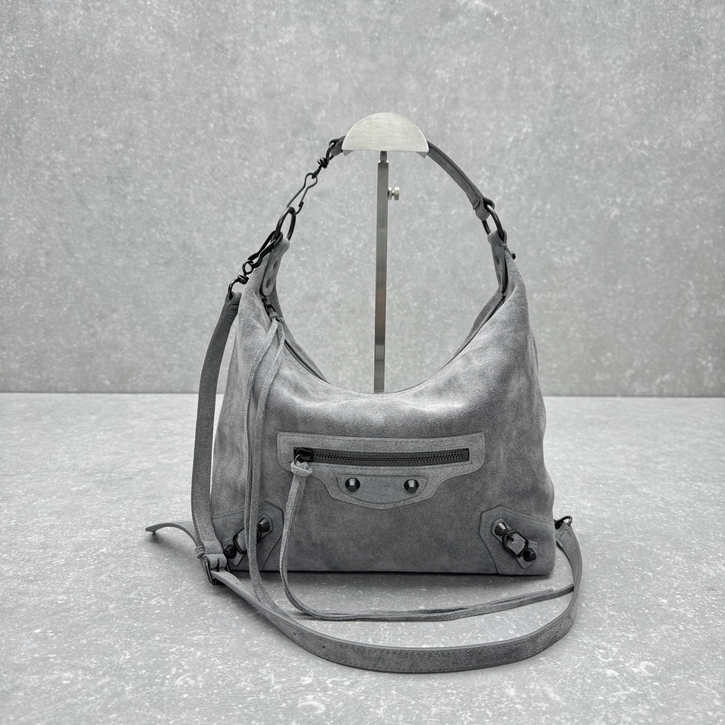 Balenciaga Le City Hobo Storm Grey Suede Bag