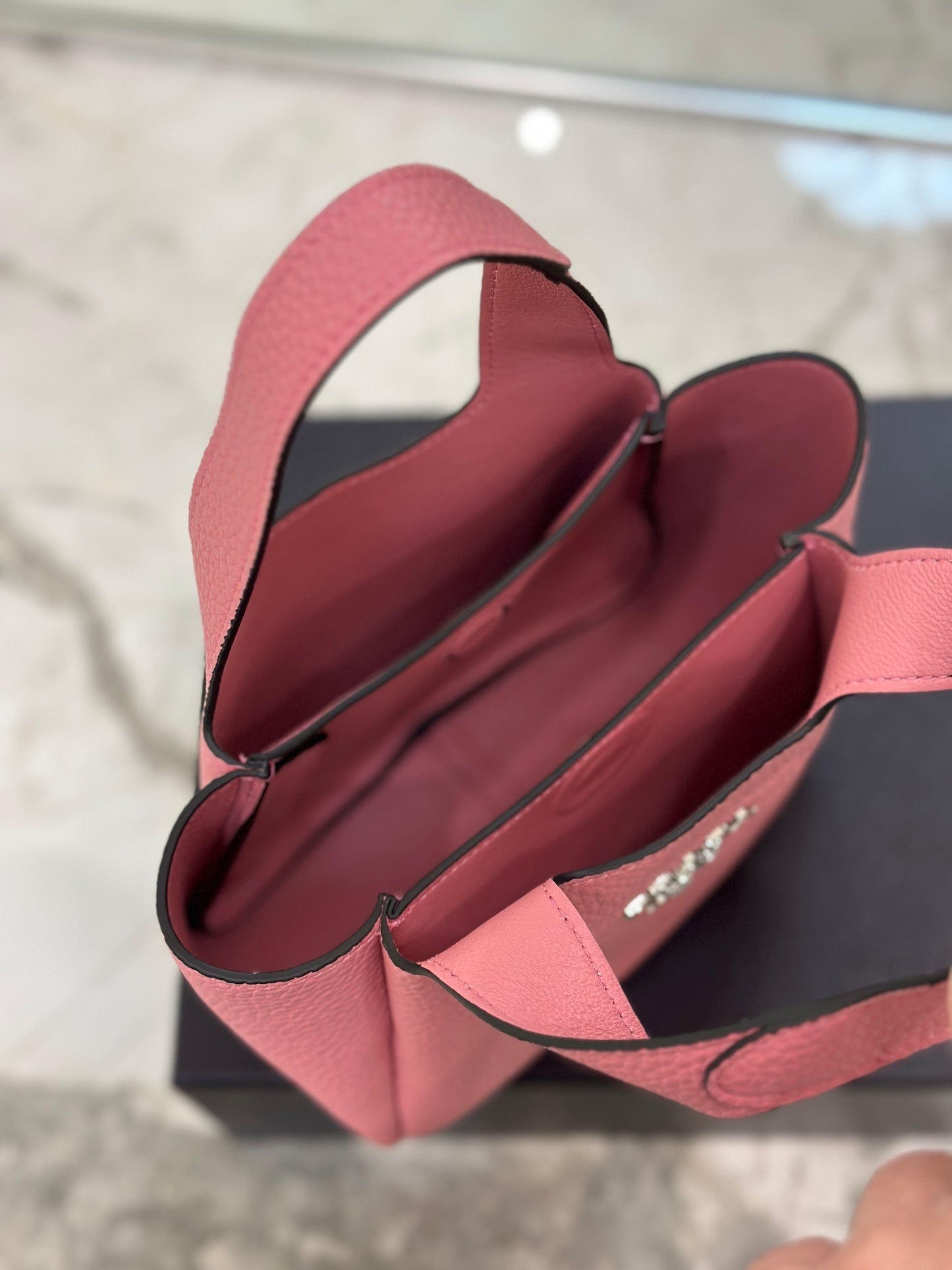 Prada Grained Leather Mini Tote Bag – Petal Pink with Logo Plaque