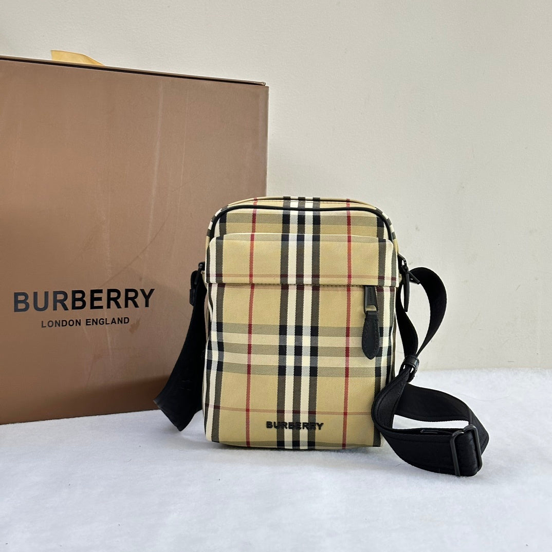 Burberry Freddie Crossbody Bag Archive Beige Check Canvas Shoulder Bag