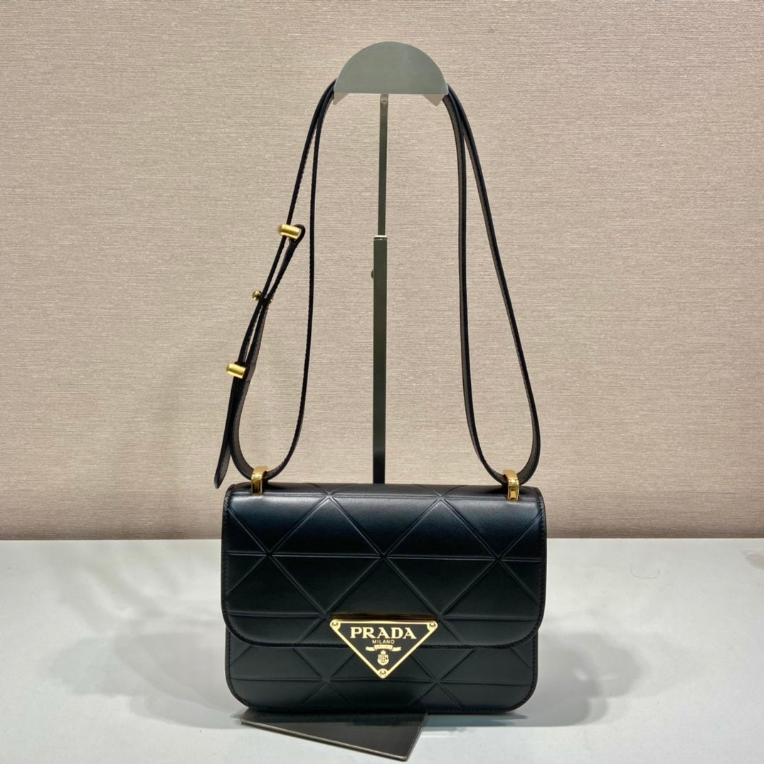 Prada Quilted Nappa Leather Shoulder Bag with Gold Triangle Logo