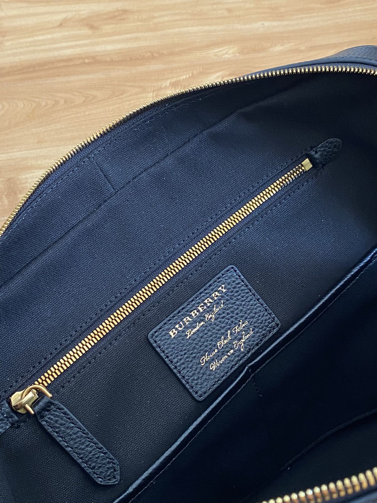 Burberry Black Grain Leather Briefcase with Gold Hardware
