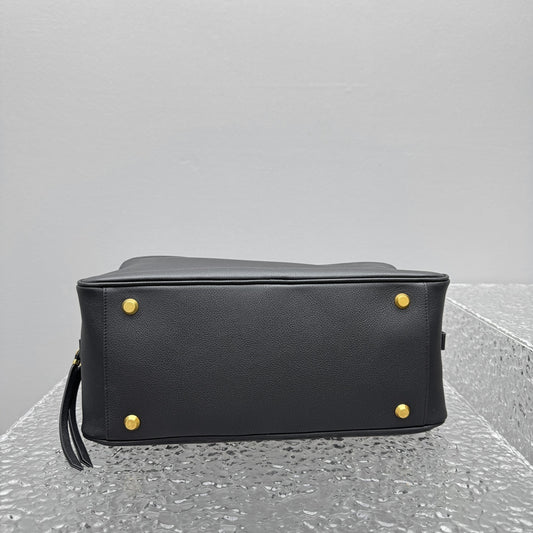 Balenciaga Carrie Medium Black Leather Bowling Bag