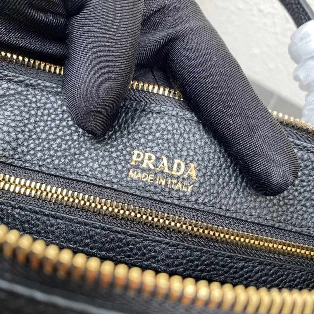 Prada Vitello Daino Leather Satchel – Black (Model 1BA157)
