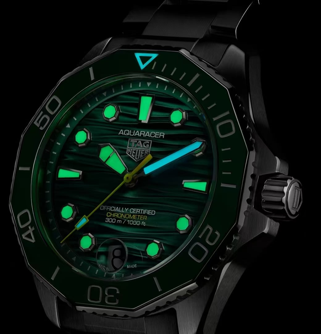 TAG Heuer Aquaracer Professional 300 Men’s Watch – Green Ceramic Bezel & Dial, Stainless Steel