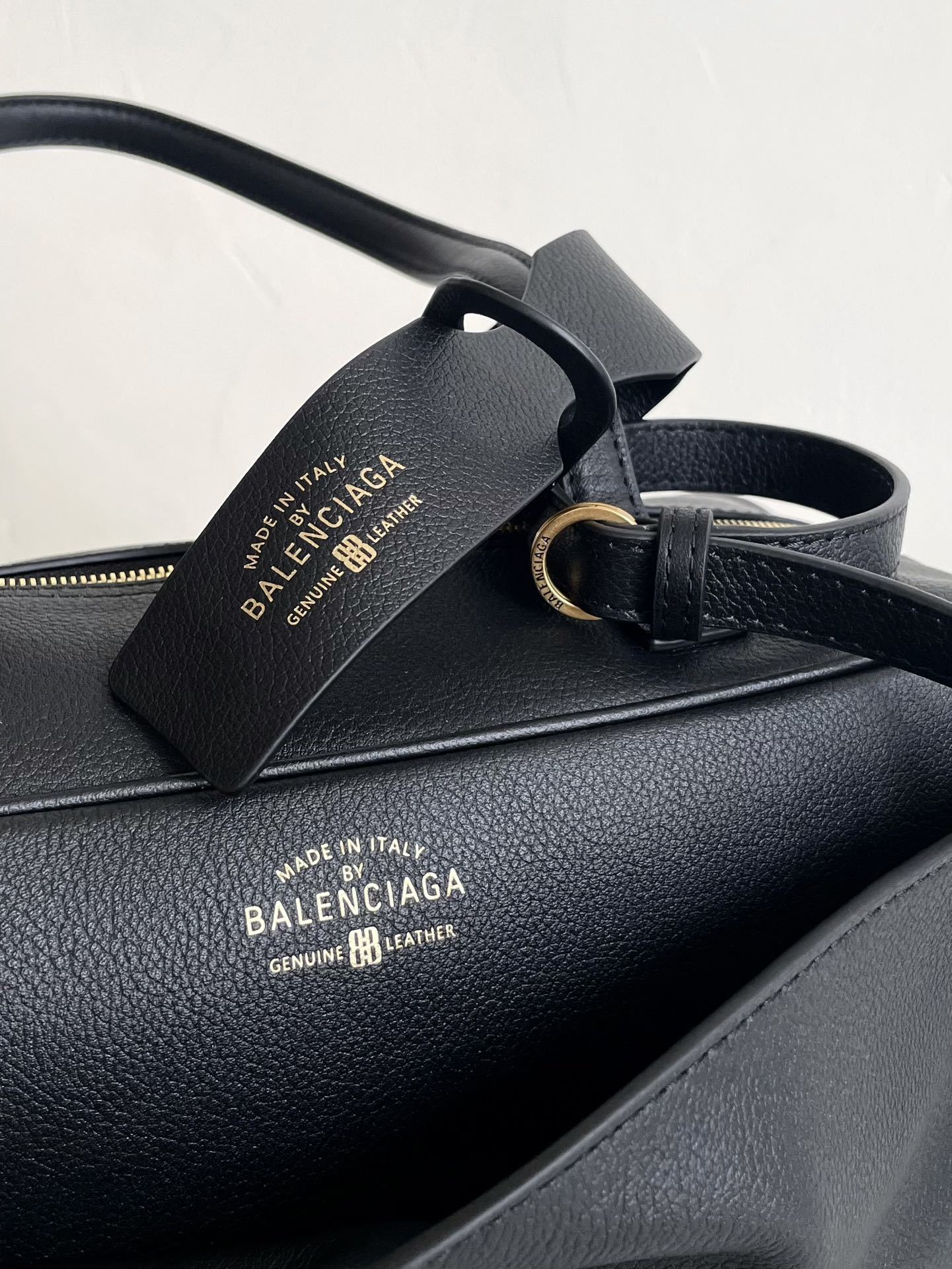 Balenciaga Carrie Medium Black Leather Bowling Bag