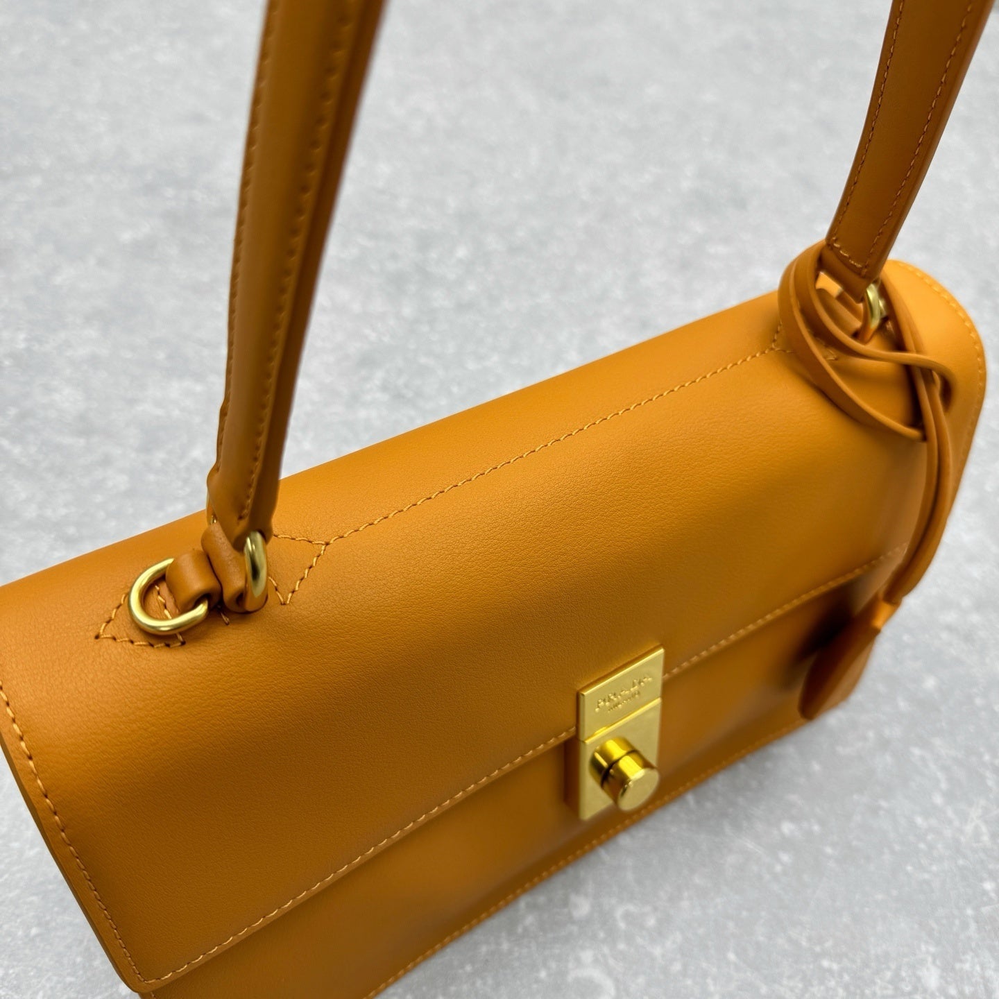 Prada Soft Sound Medium Shoulder Bag in Amber Calfskin Leather