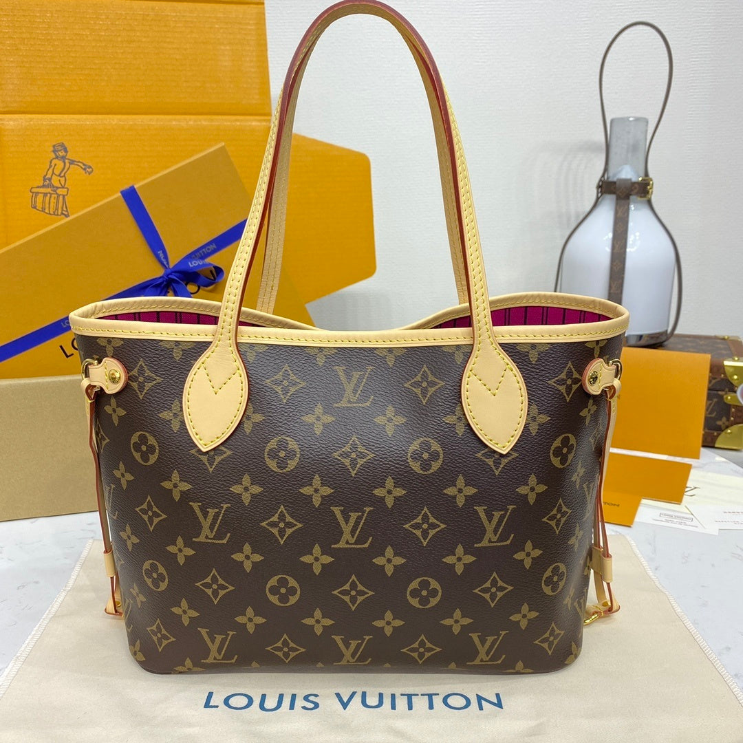 Louis Vuitton Neverfull PM Tote Monogram Canvas with Cowhide Trim and Pivoine Interior