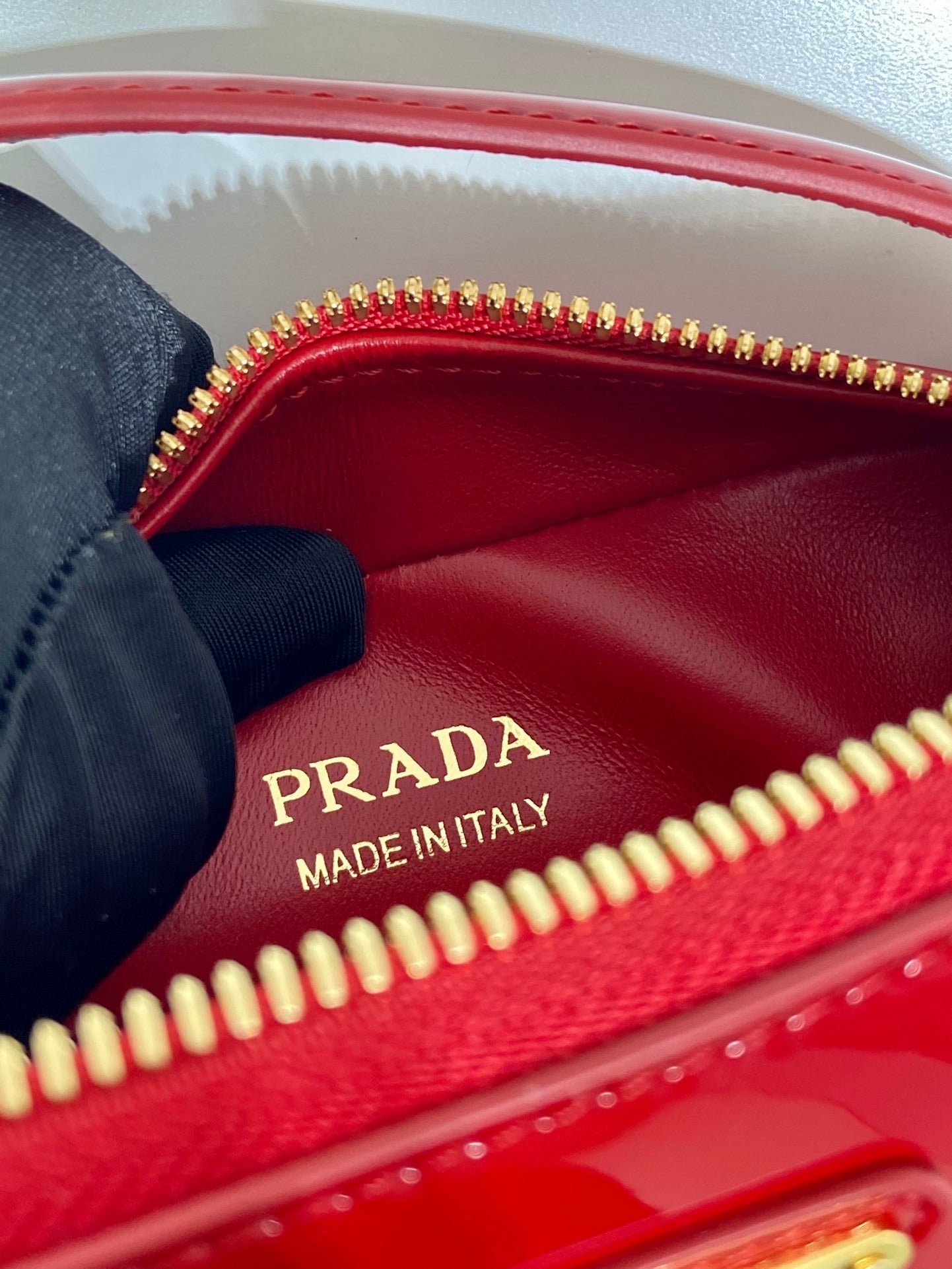 Prada Patent Leather Mini Pouch in Red – Stylish Luxury Designer Mini Bag