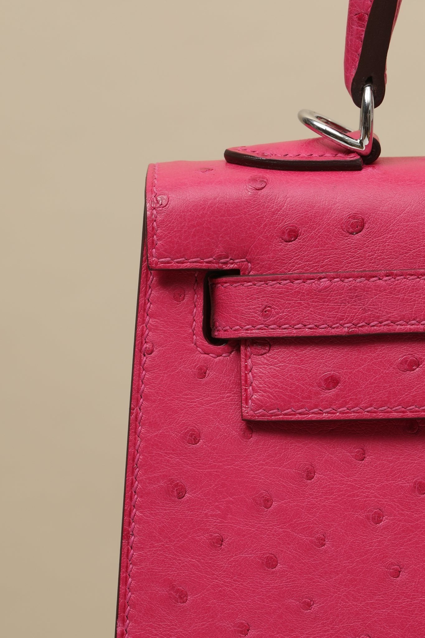 Hermès Kelly 25 Sellier Rose Tyrien Ostrich