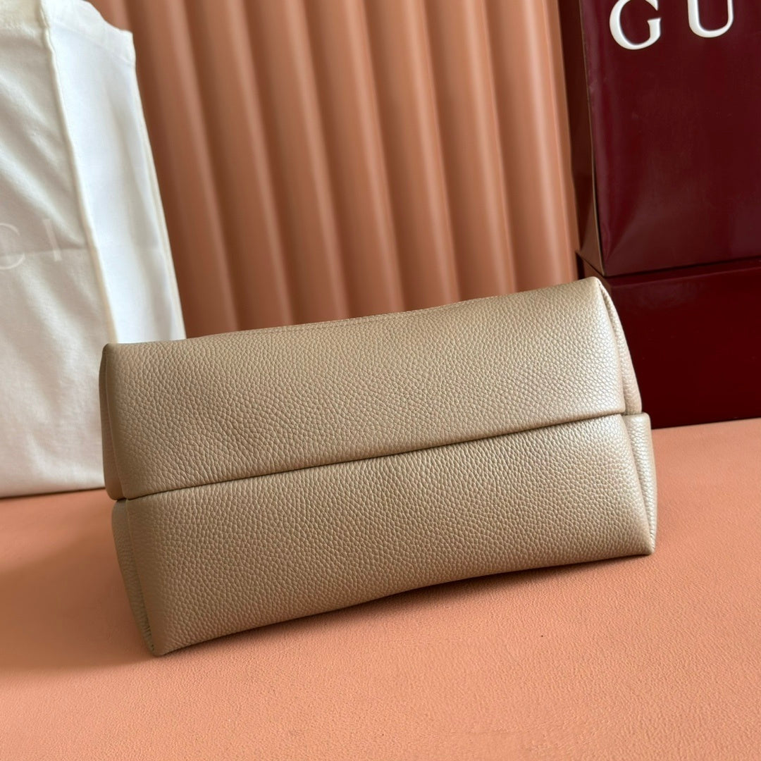 Gucci Softbit Grained Calf Leather Bag with Gold Half Horsebit Hardware