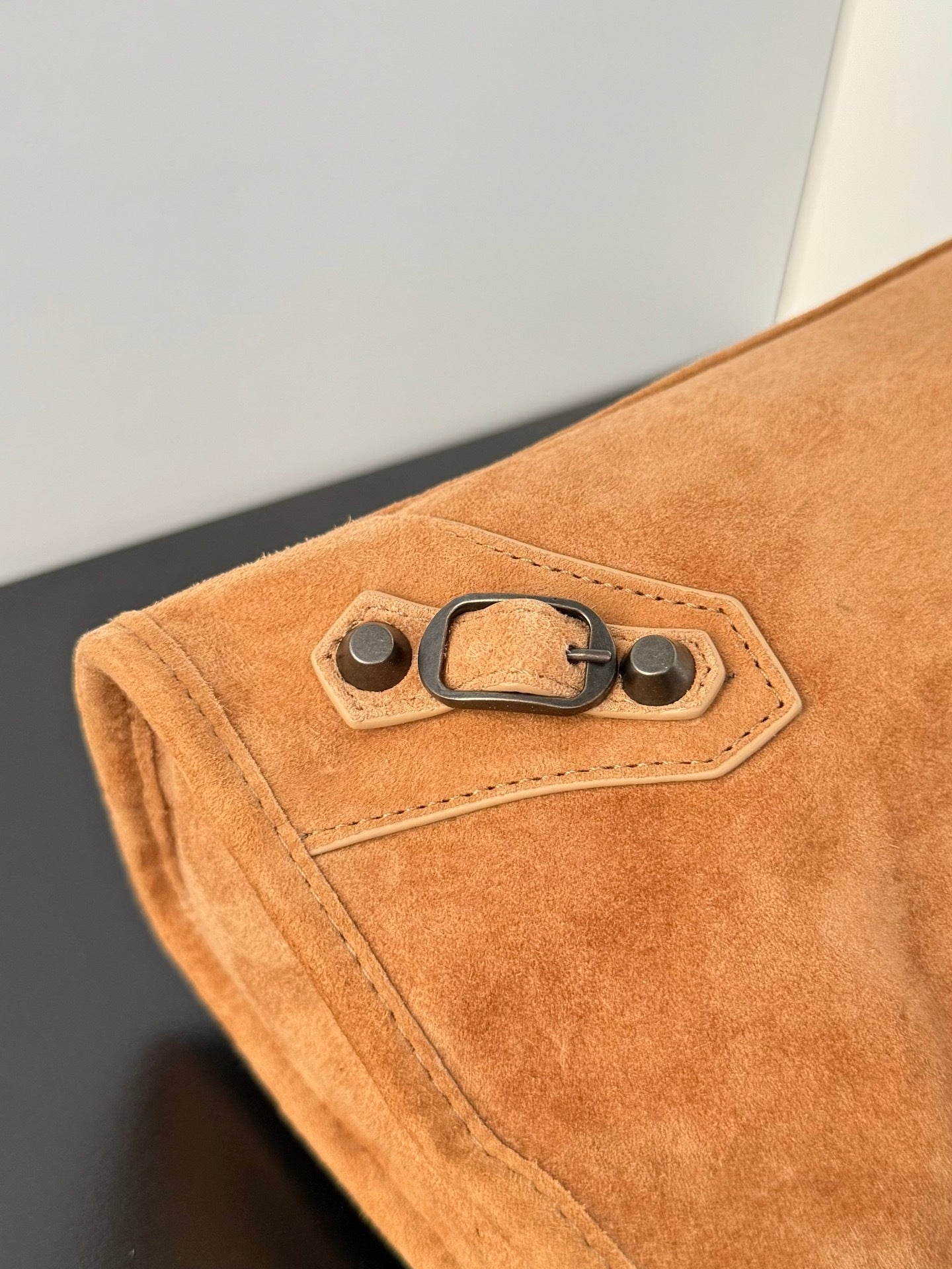 Balenciaga Le City Small Camel Suede Bag