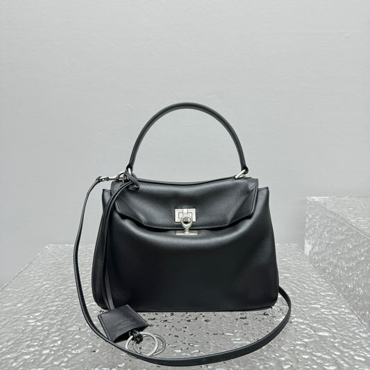 Balenciaga Rodeo Black Calfskin Handbag Silver Hardware