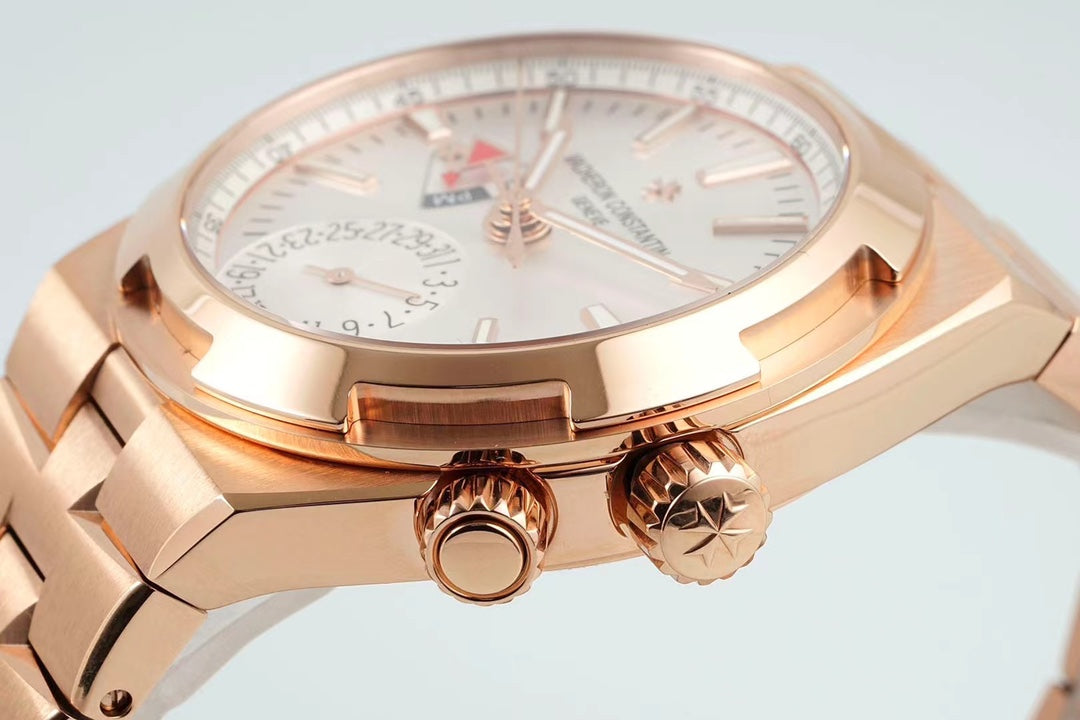 Vacheron Constantin Overseas Dual Time – 18K Pink Gold, Silver Dial, Integrated Bracelet
