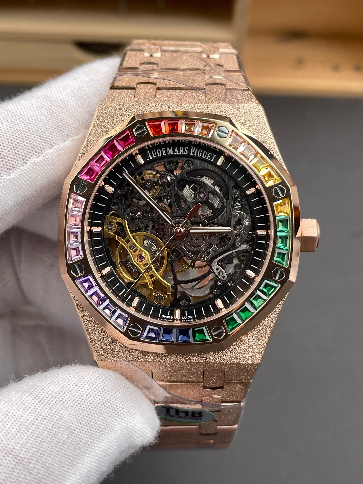 Audemars Piguet Royal Oak Frosted Gold Rainbow Bezel