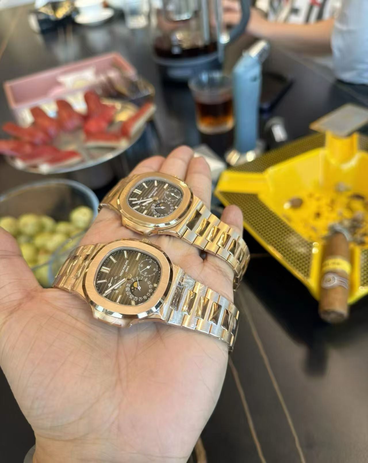 Patek Philippe Nautilus 5712/1R-001 Moon Phases in Rose Gold with Brown Sunburst Dial