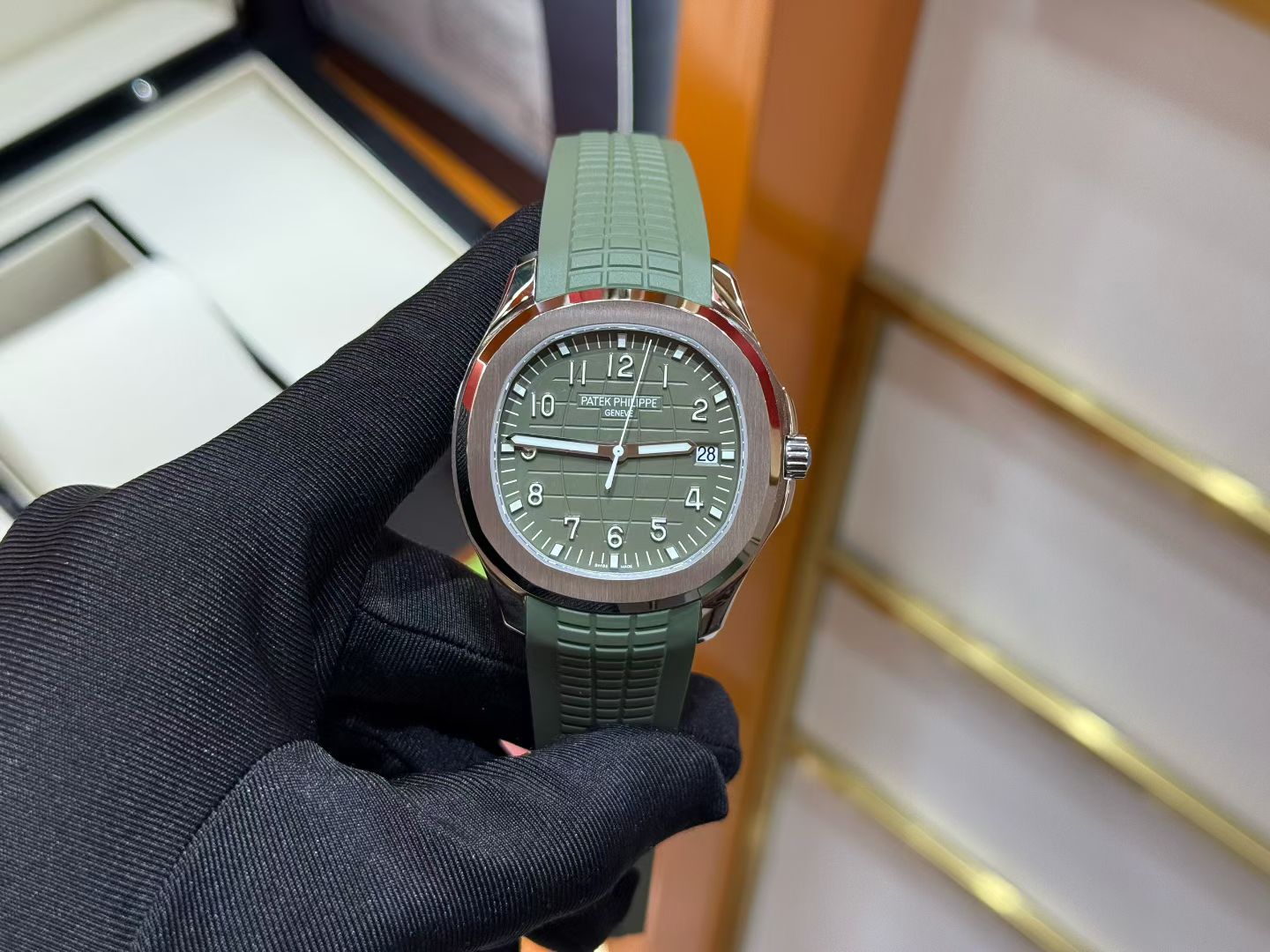 Patek Philippe Aquanaut 5168G White Gold Khaki Green Dial Watch