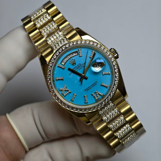 Rolex Day-Date 36 Yellow Gold Turquoise Diamond Dial