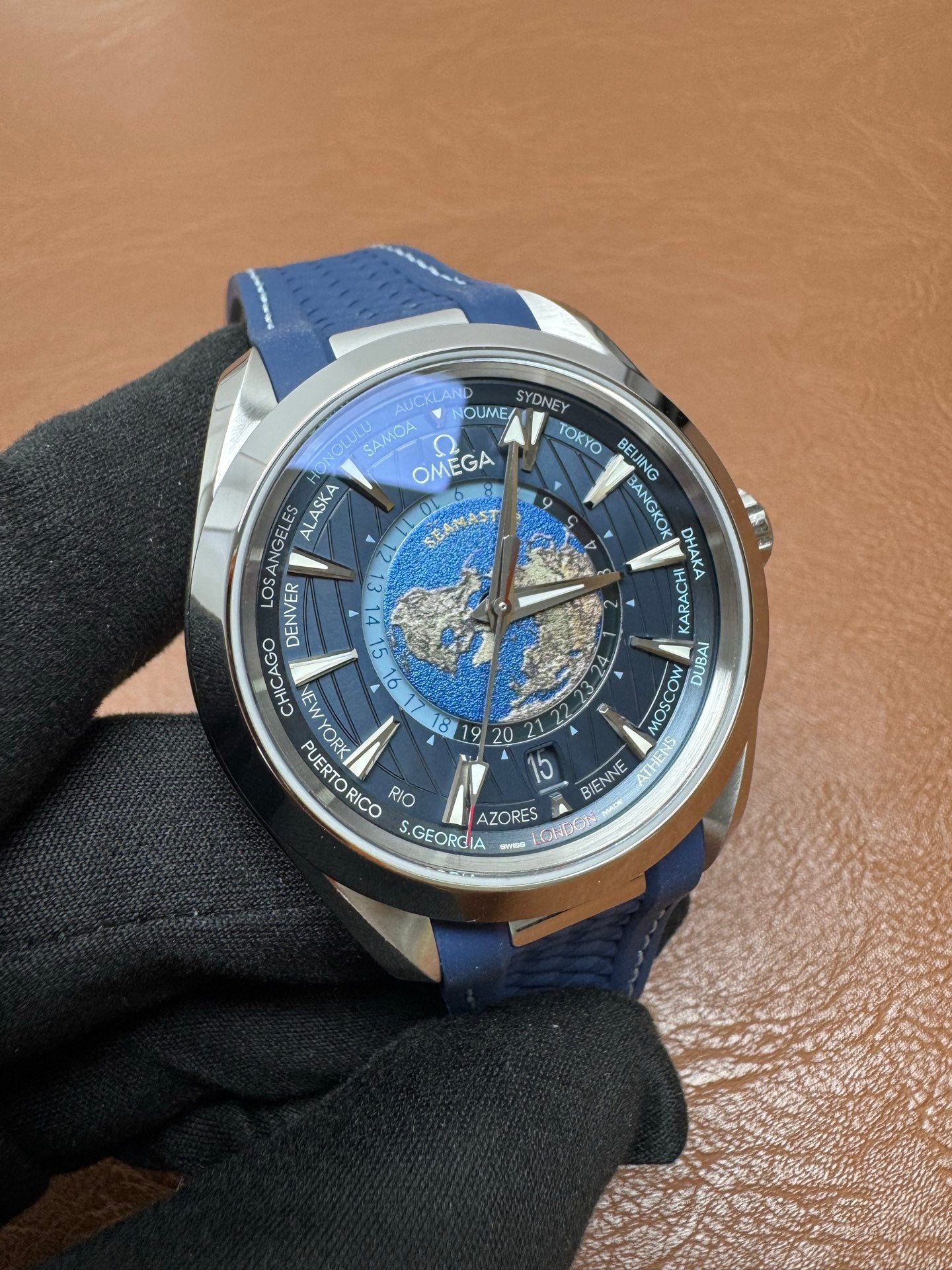 Omega Seamaster Aqua Terra Worldtimer Blue Dial Watch