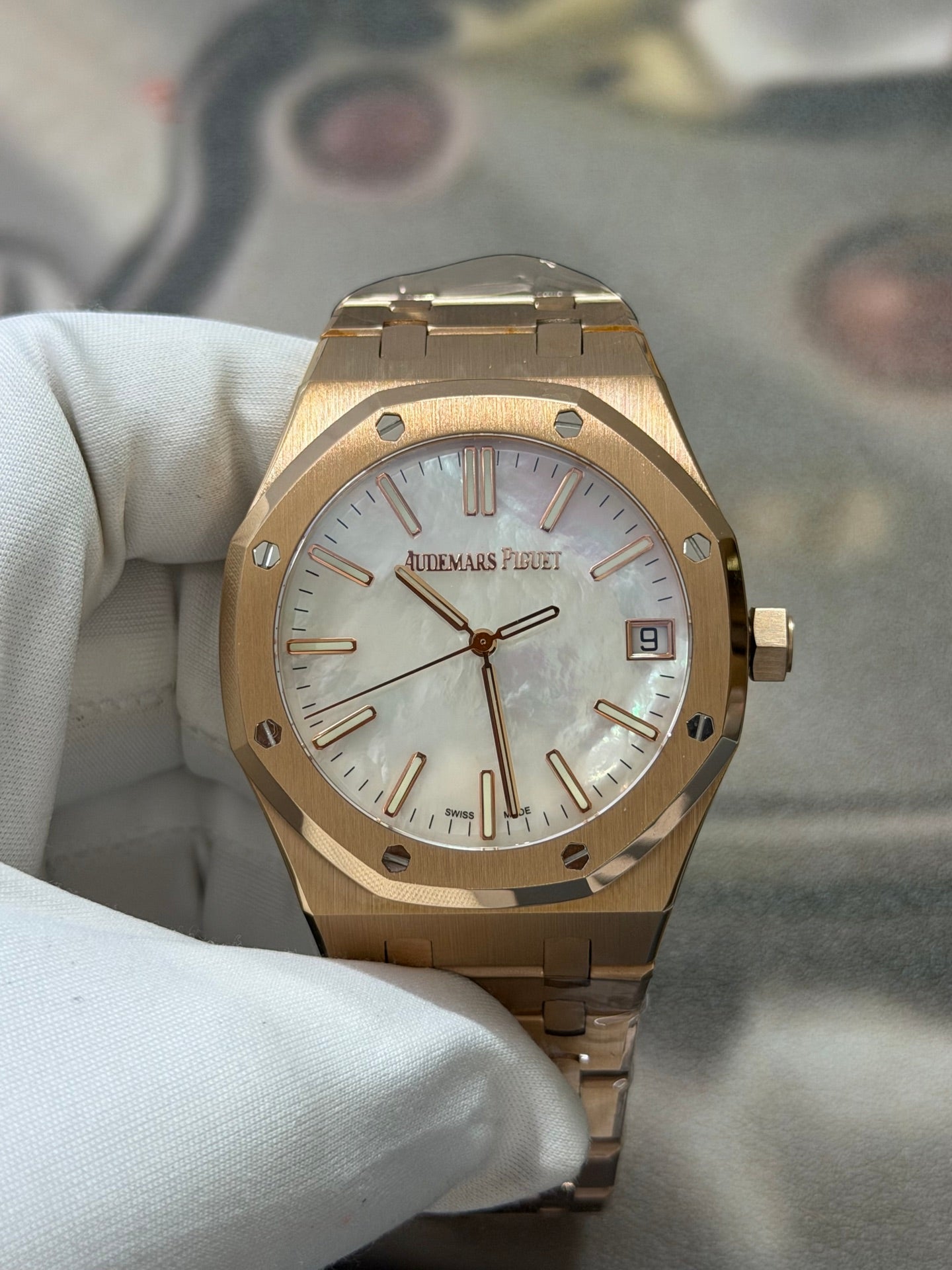 Audemars Piguet Royal Oak 18K Rose Gold Watch with Matching Bracelet