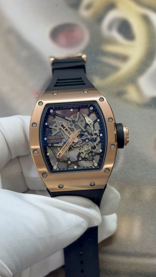 Richard Mille RM 035 Americas Rose Gold Skeleton Dial Luxury Watch
