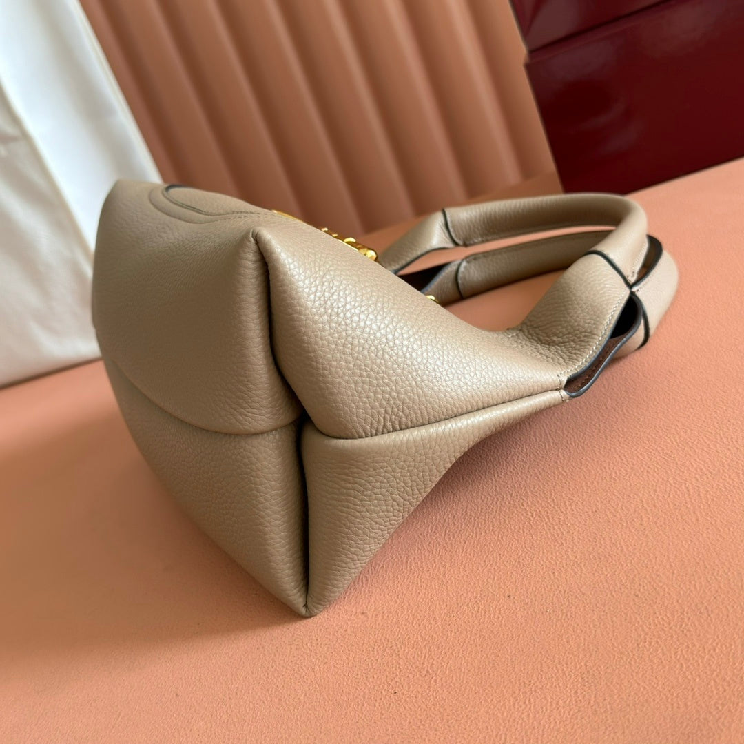 Gucci Softbit Grained Calf Leather Bag with Gold Half Horsebit Hardware