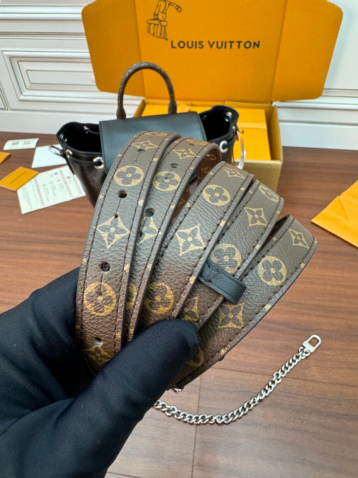 Louis Vuitton Montsouris Vibe PM Backpack in Black Lambskin Leather