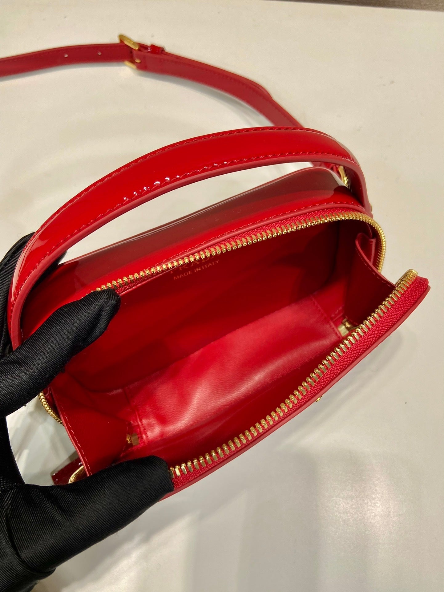 Prada Patent Leather Mini Pouch in Red – Stylish Luxury Designer Mini Bag