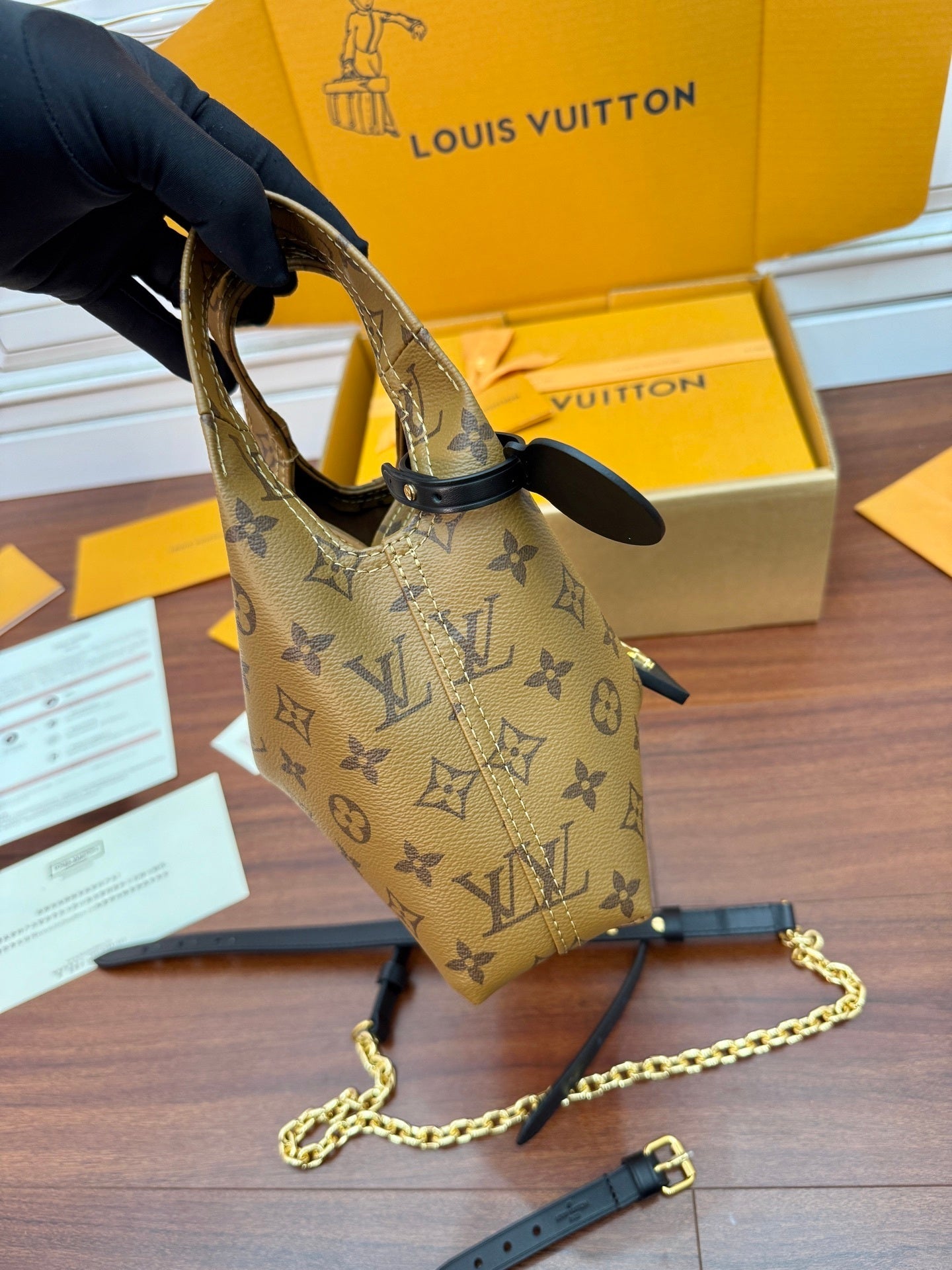 Louis Vuitton Atlantis BB Handbag Monogram Reverse Canvas with Cowhide Leather & Gold Hardware