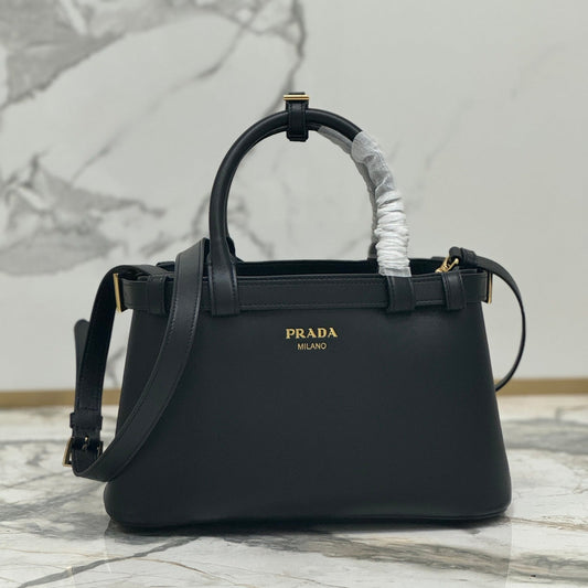 Prada Buckle Small Leather Tote Bag – Black