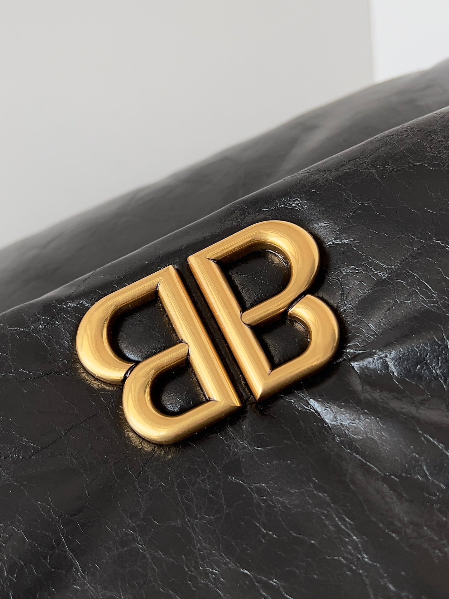 Balenciaga Monaco Chain Bag Black Crinkled Calfskin