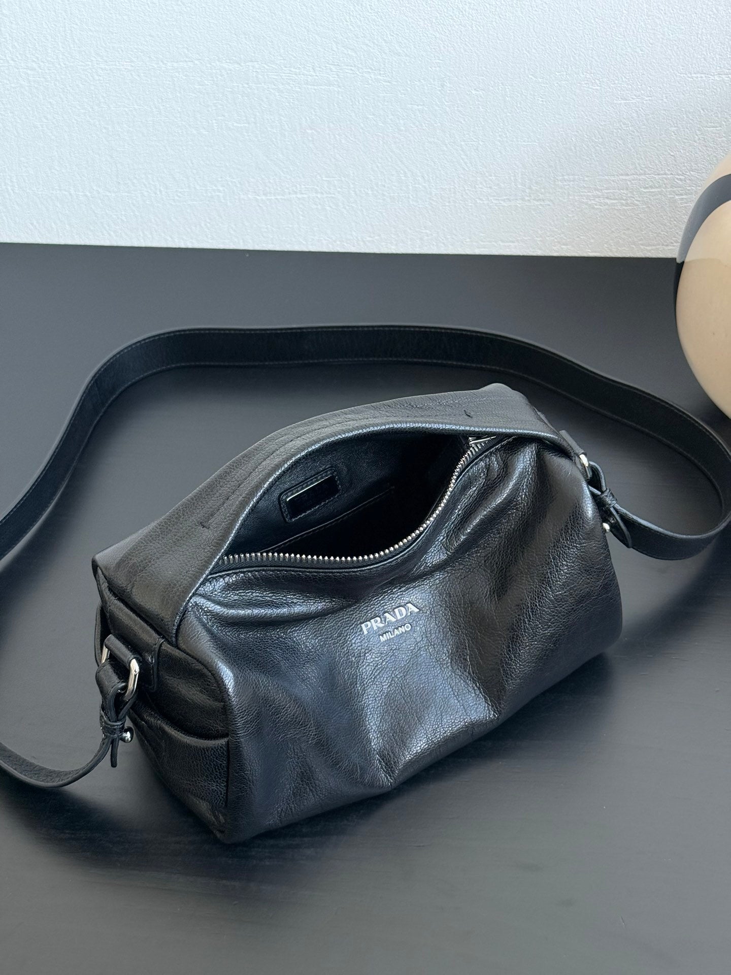 Prada Black Leather Messenger Bag