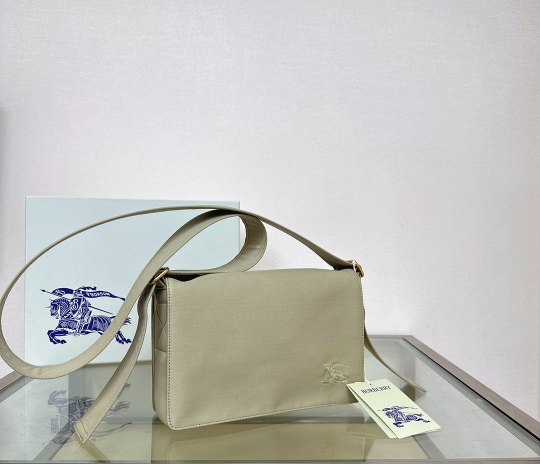 Burberry Trench Gabardine Messenger Bag with Embroidered Logo