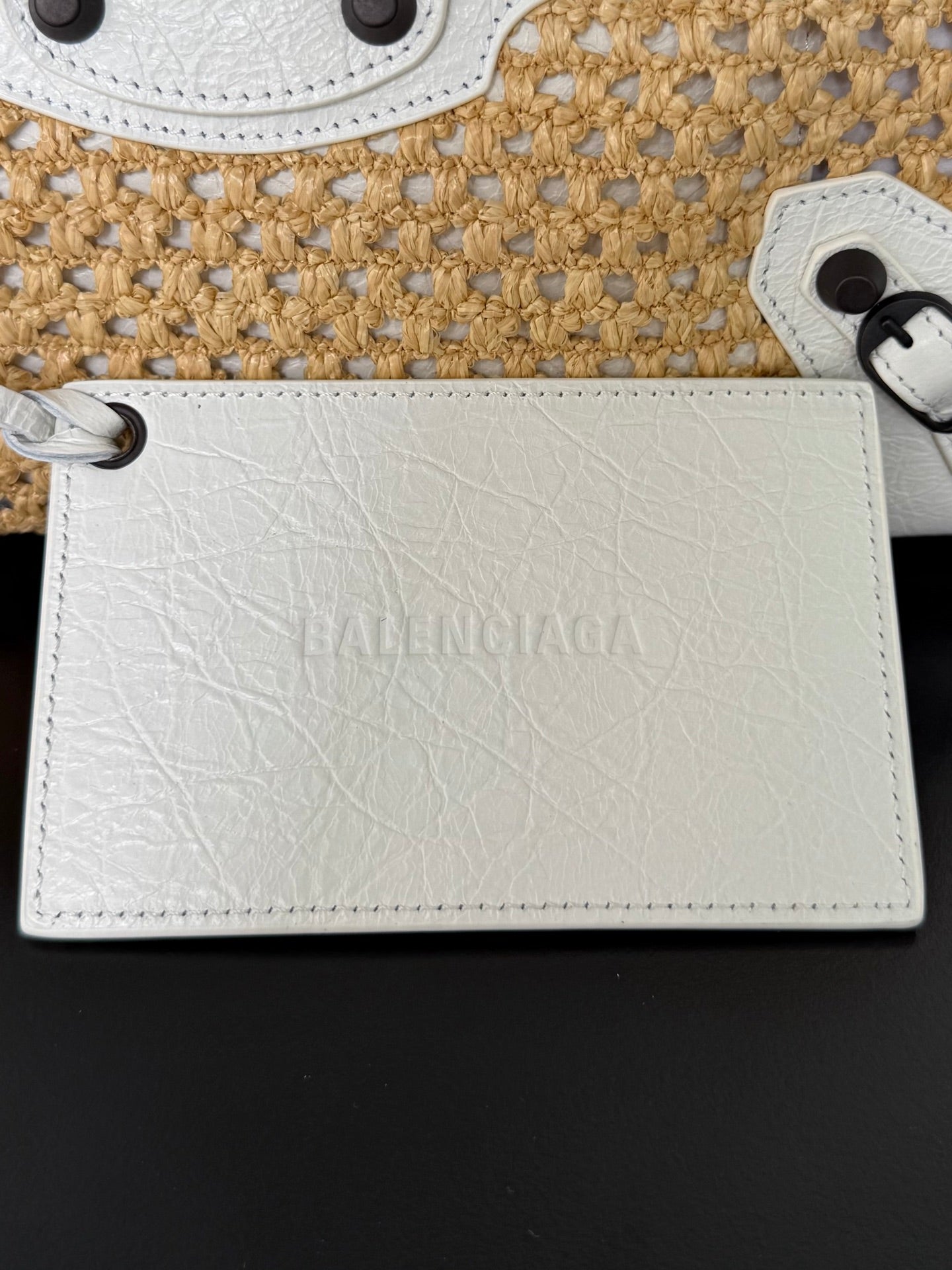 Balenciaga Le City Small Raffia Beige Shoulder Bag