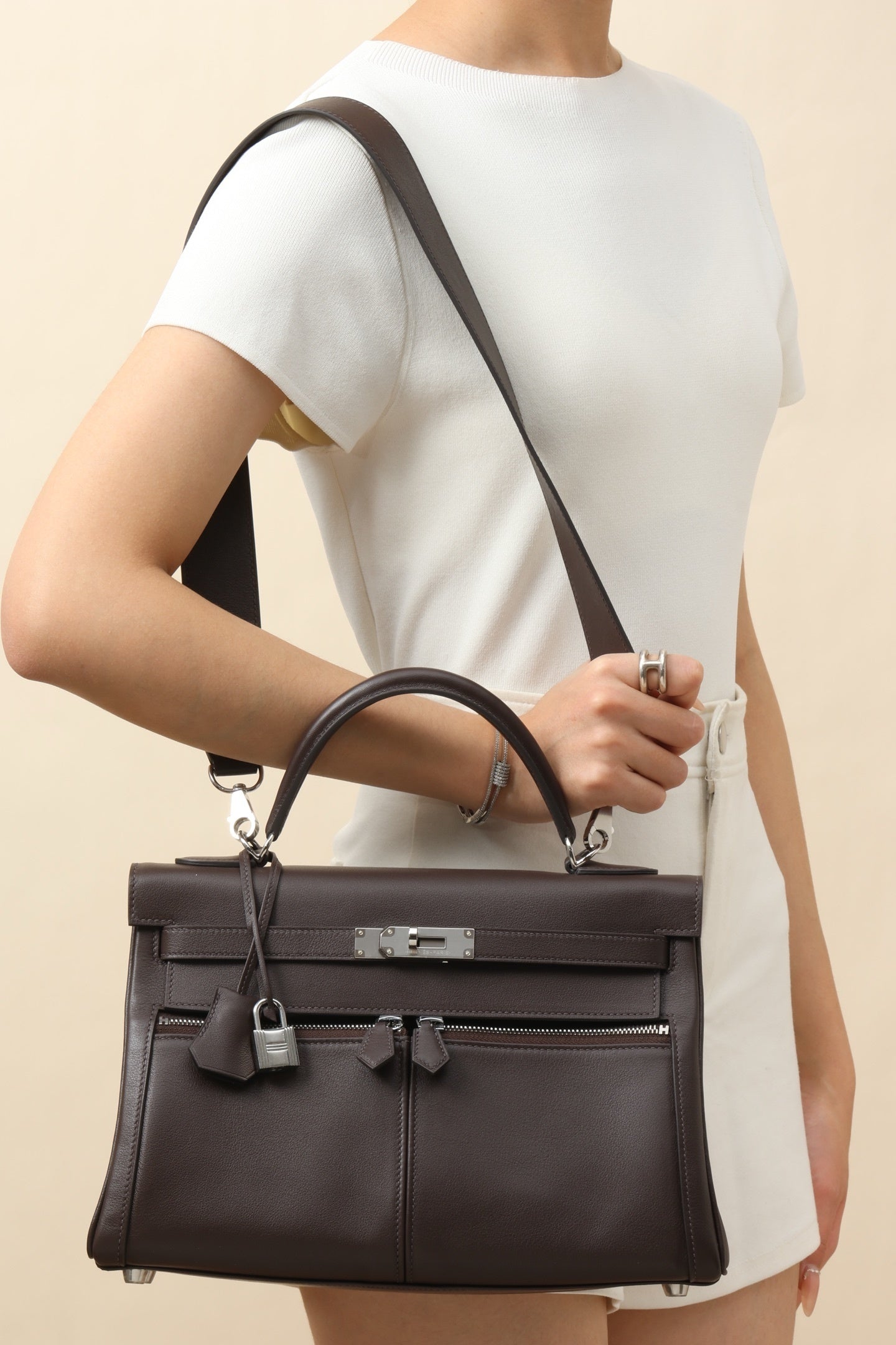 Hermès Kelly Lakis Handbag with Palladium Hardware