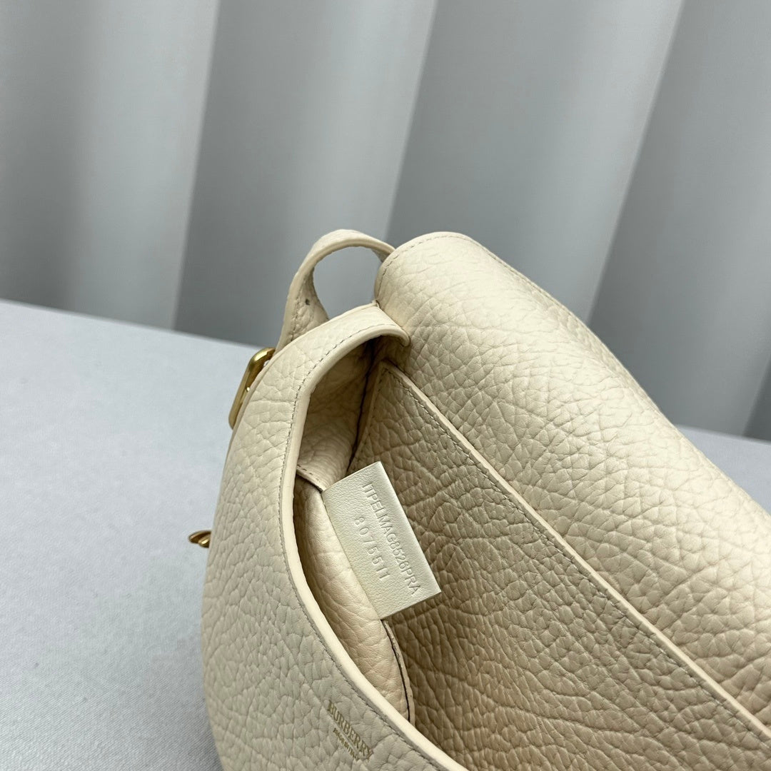 Burberry Chess Satchel Pearl Pebbled Calf Leather Luxury Bag