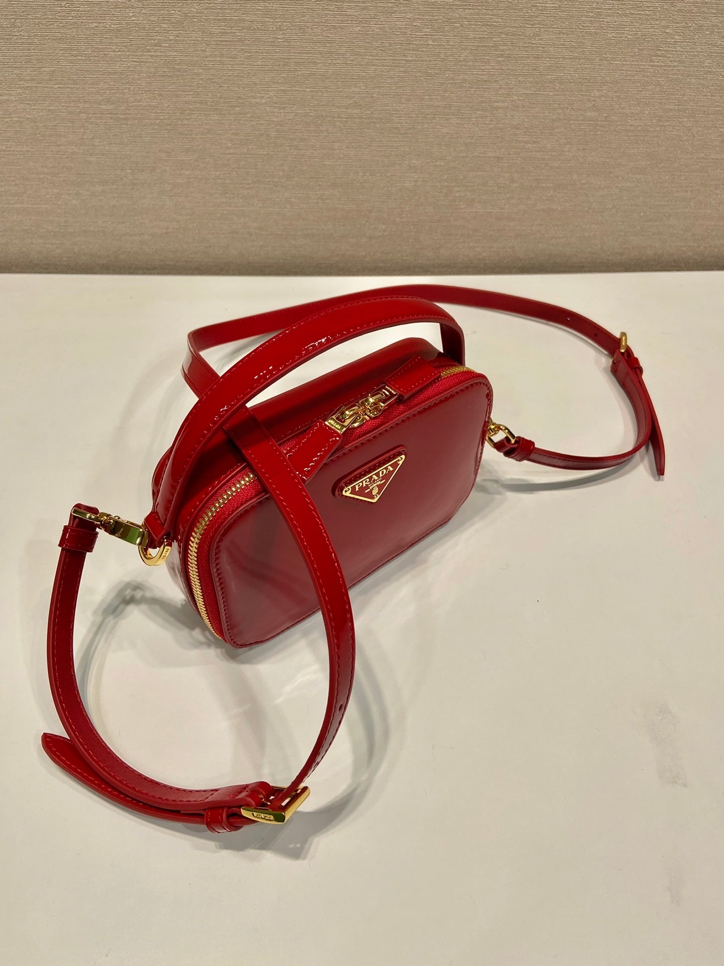 Prada Patent Leather Mini Pouch in Red – Stylish Luxury Designer Mini Bag